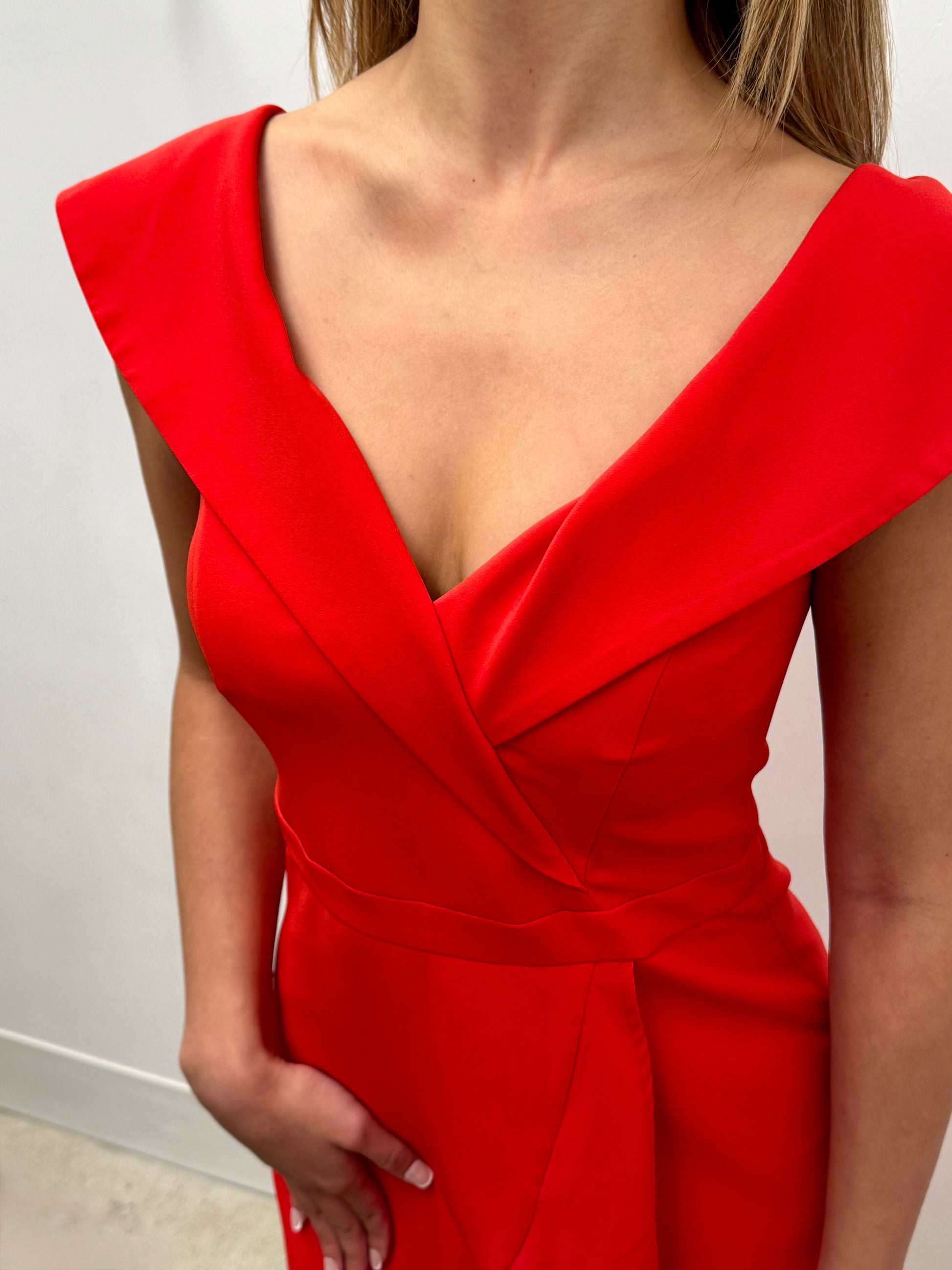 Bardot Bella Tulip Hem Dress in Lava Red