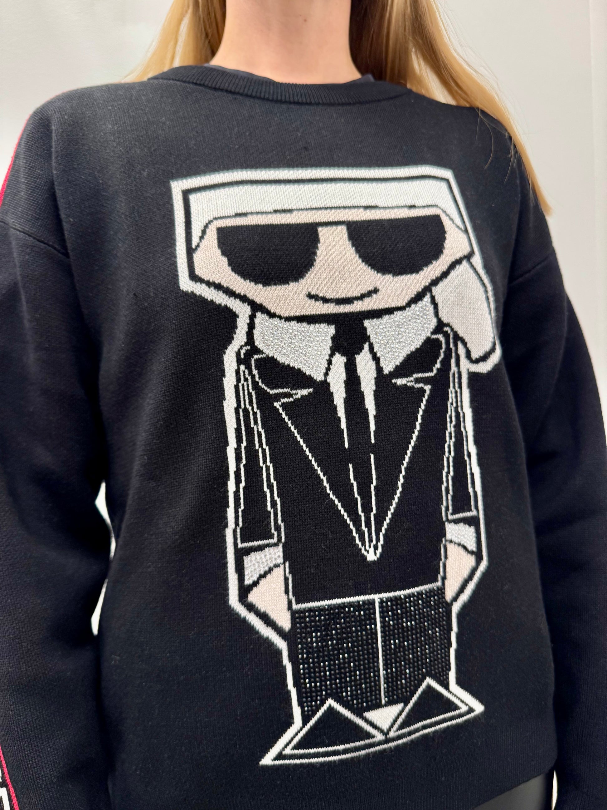 Karl Lagerfeld Paris “Ikonik” Logo-Tape Sweater (Black)
