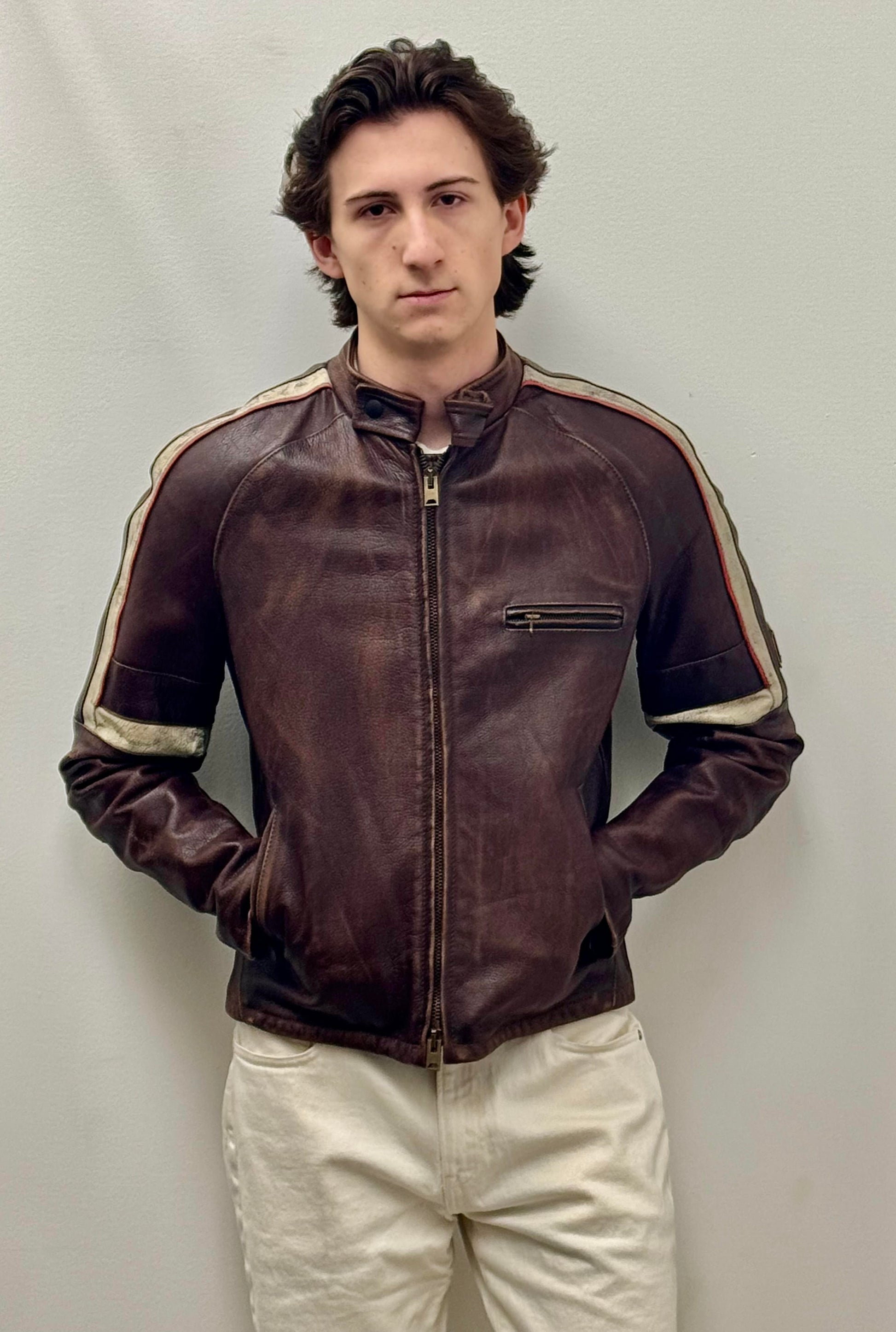 Belstaff “Hero” Brown Leather Motorcycle Jacket