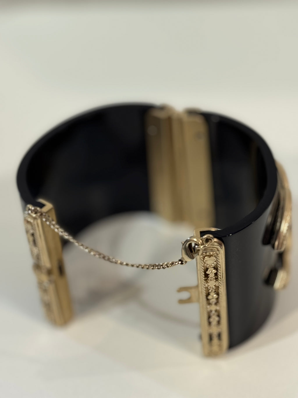 Chanel Gold Plated Resin Hinged Bangle