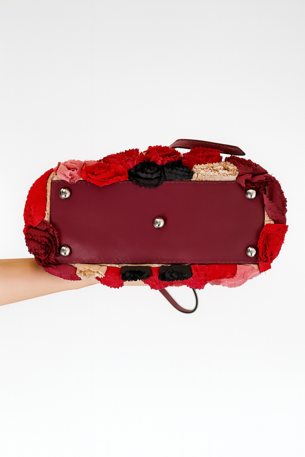 Valentino Garavani Red Silk Rose Tote Bag