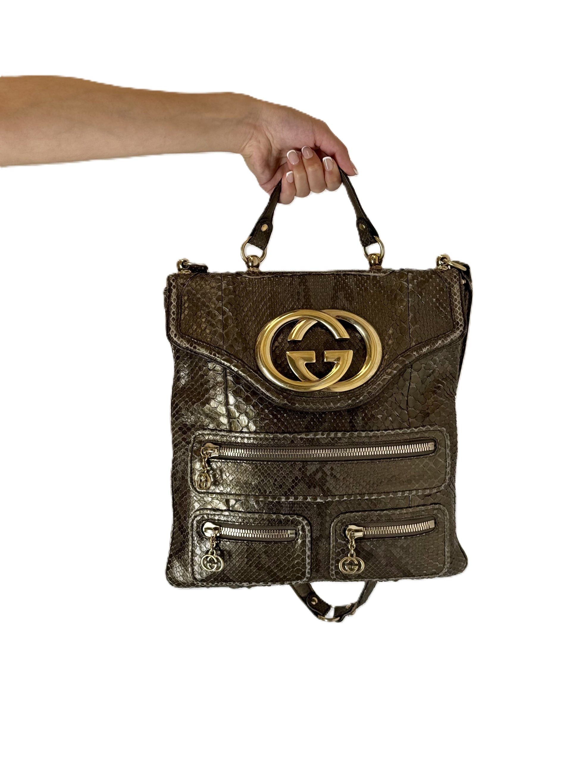 Gucci Britt Python Messenger Bag