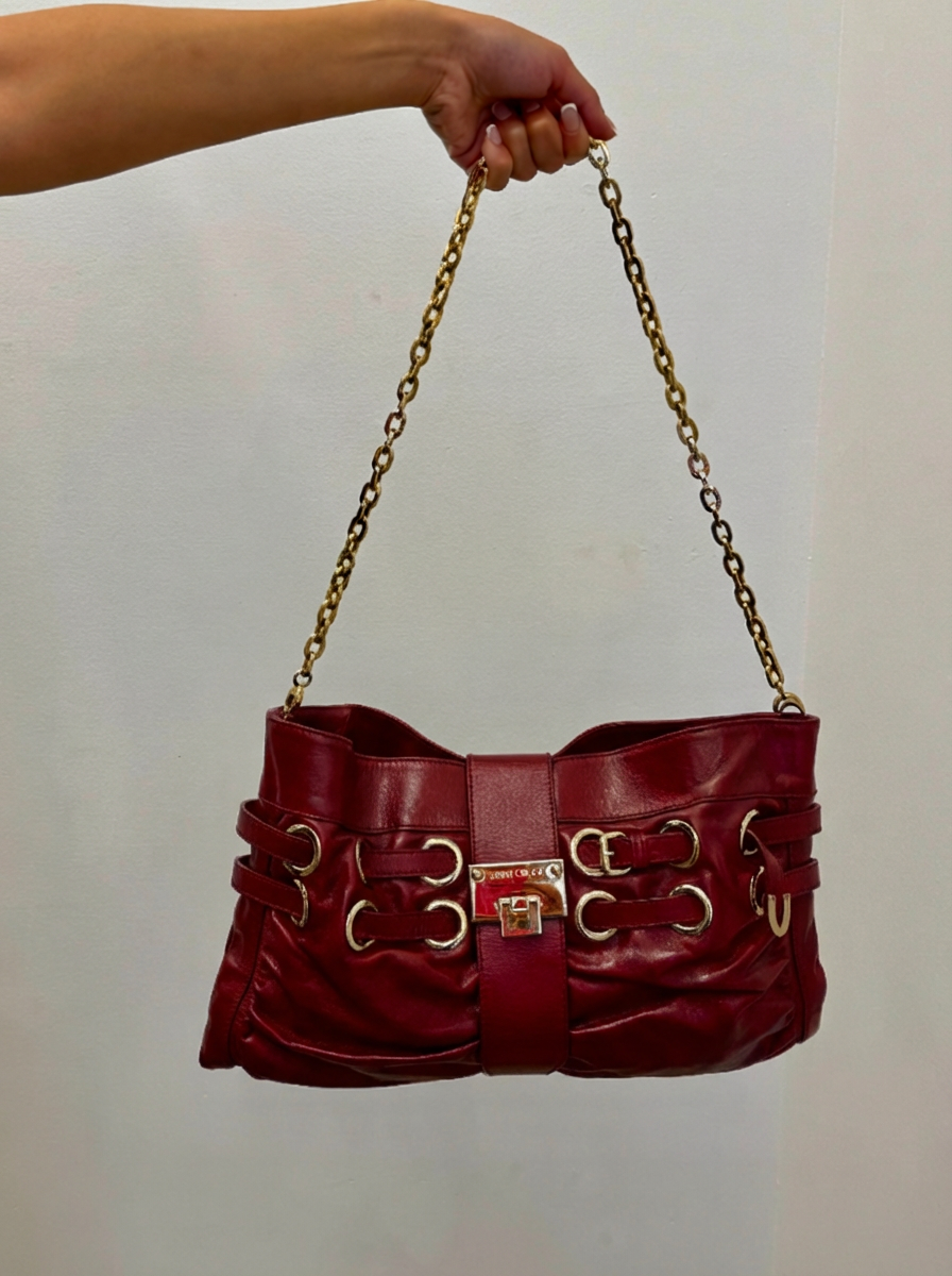 Jimmy Choo Rio Ramona Oversize Chain Clutch in Red Leather