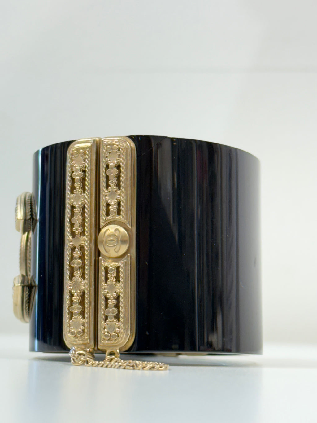 Chanel Gold Plated Resin Hinged Bangle