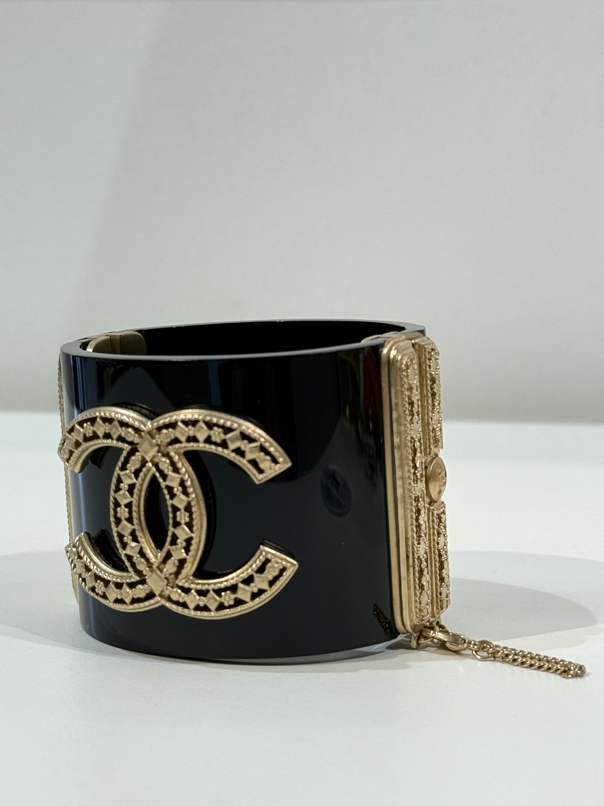 Chanel Gold Plated Resin Hinged Bangle