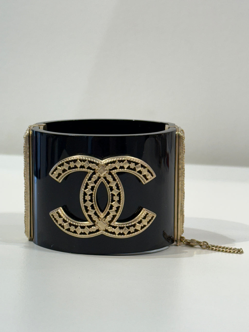 Chanel Gold Plated Resin Hinged Bangle