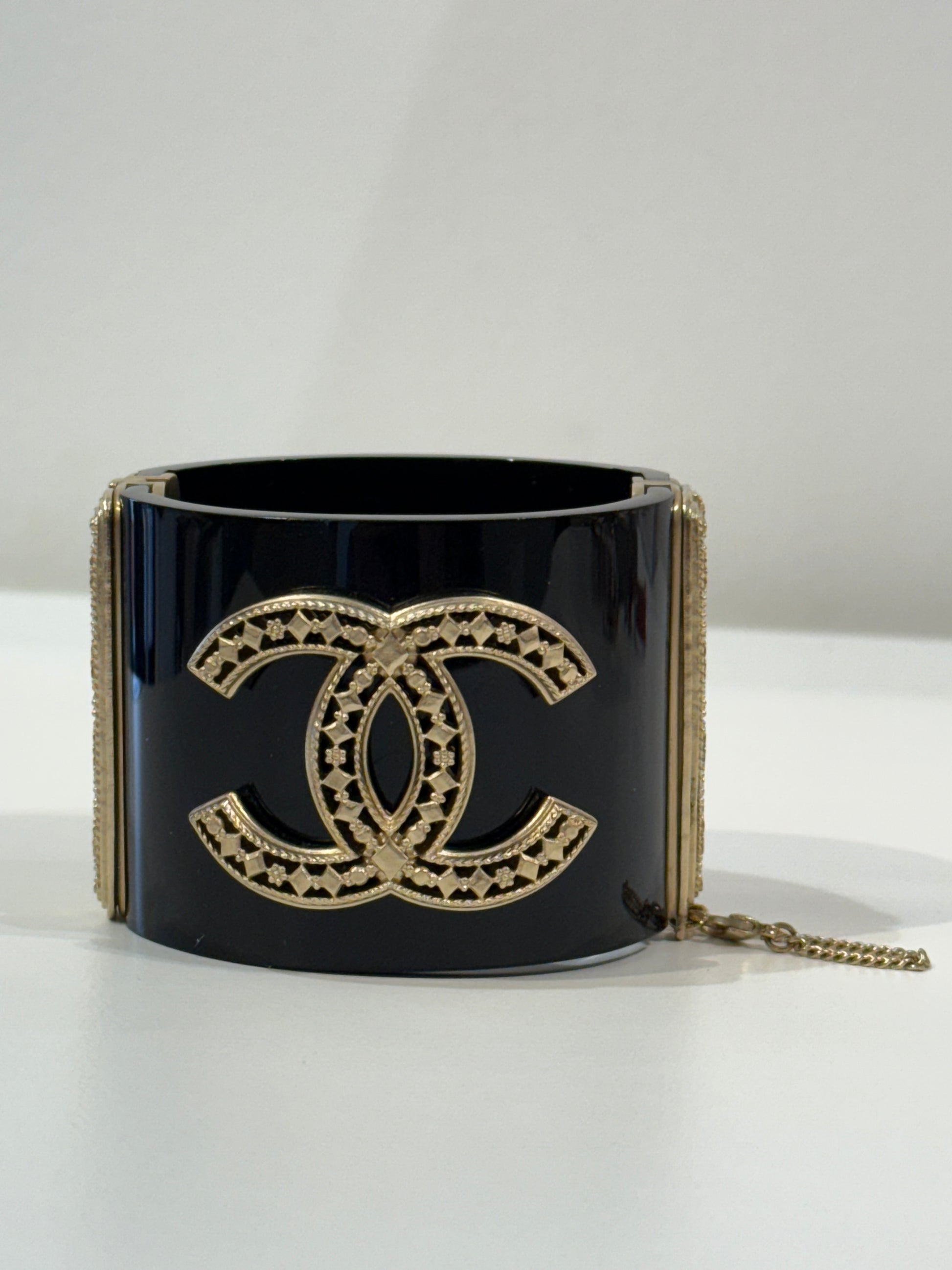 Chanel Gold Plated Resin Hinged Bangle