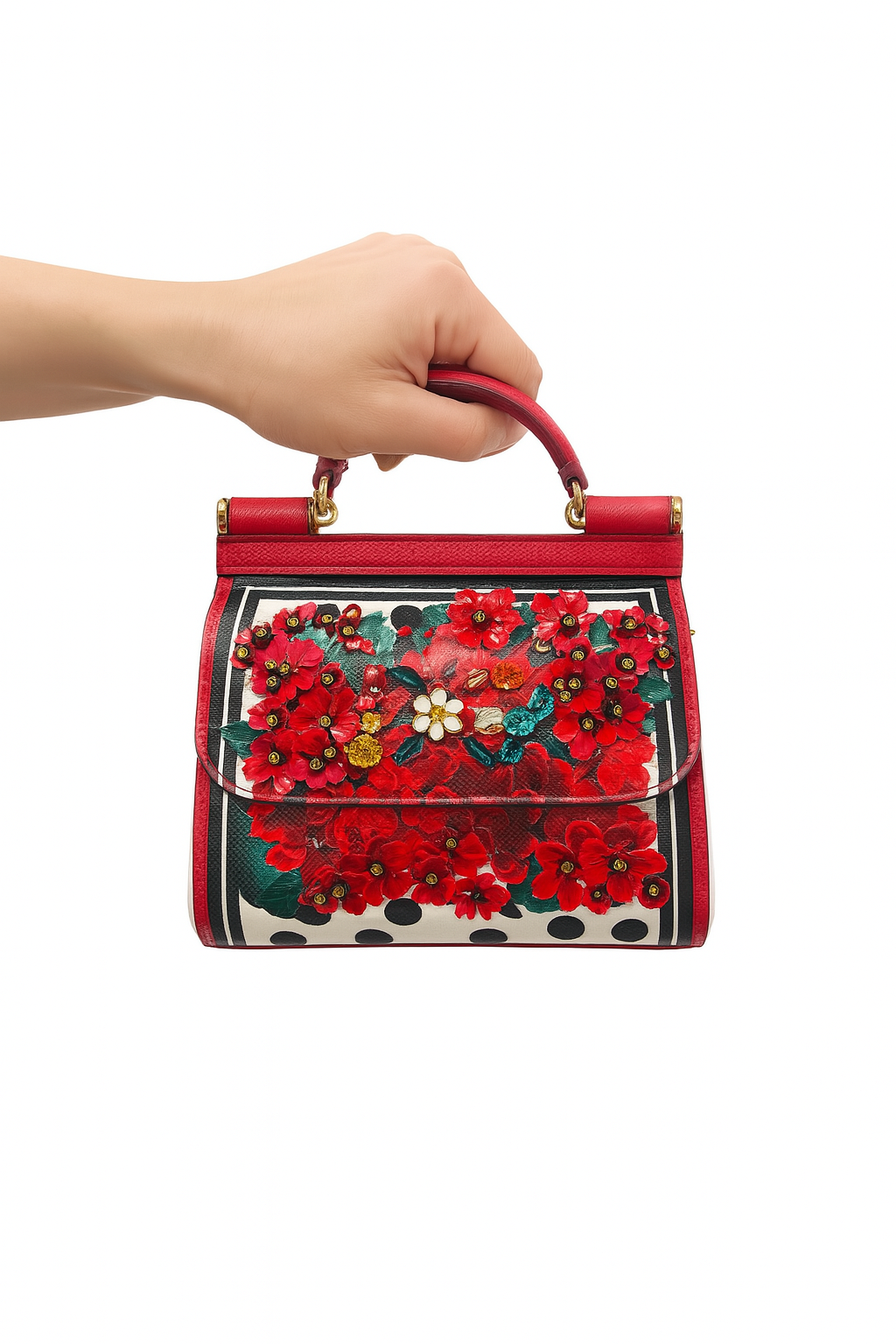 Dolce & Gabbana Polka Dot Geranium Mini Sicily Bag