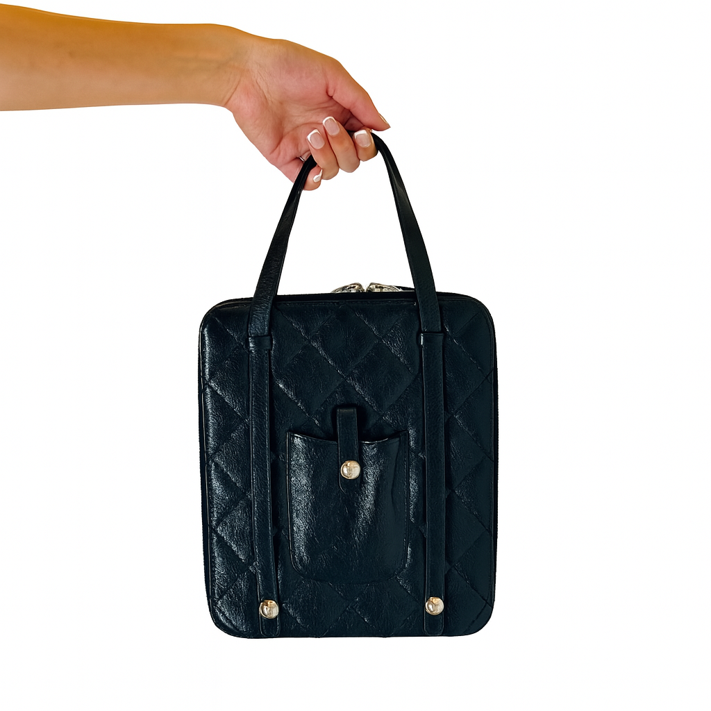 Chanel Black Matelasse Quilted Leather Tablet Case