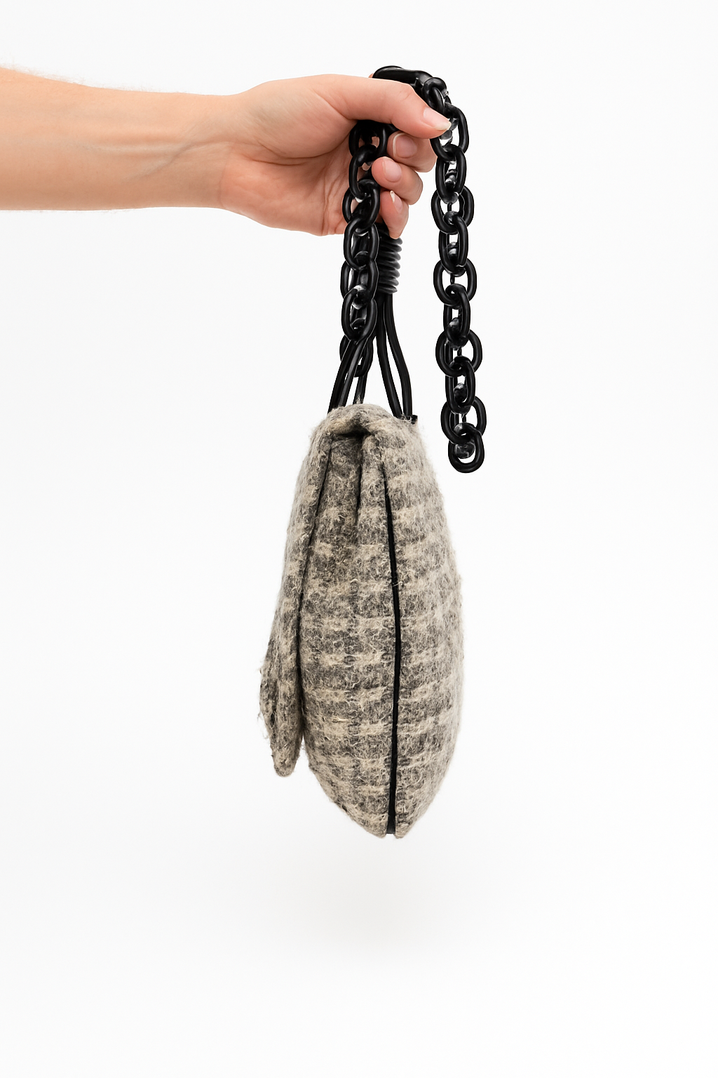 Chanel Grey Tweed Camellia Messenger Shoulder Bag