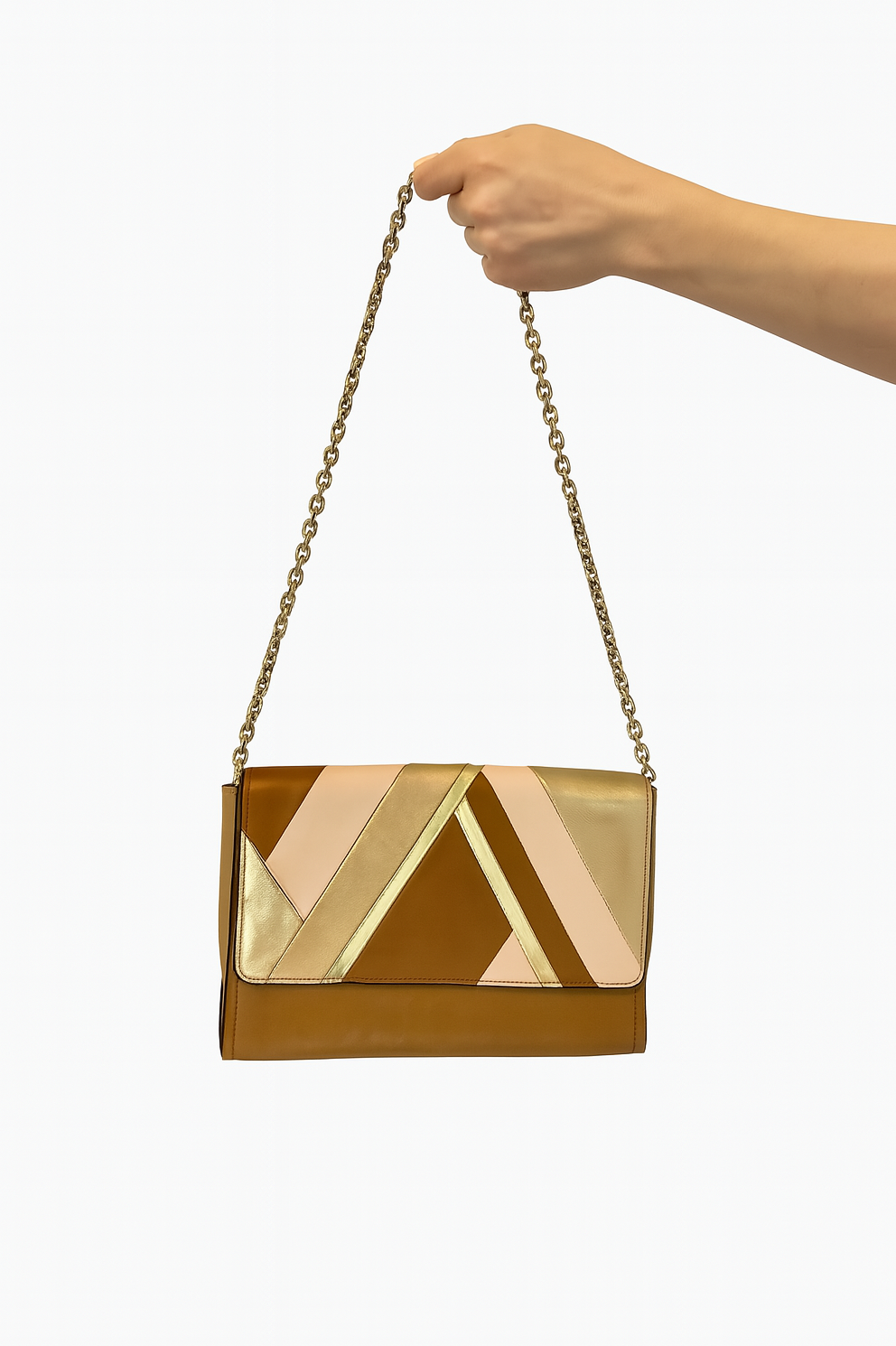 Louise et Cie Metallic Geometric Leather Shoulder Bag