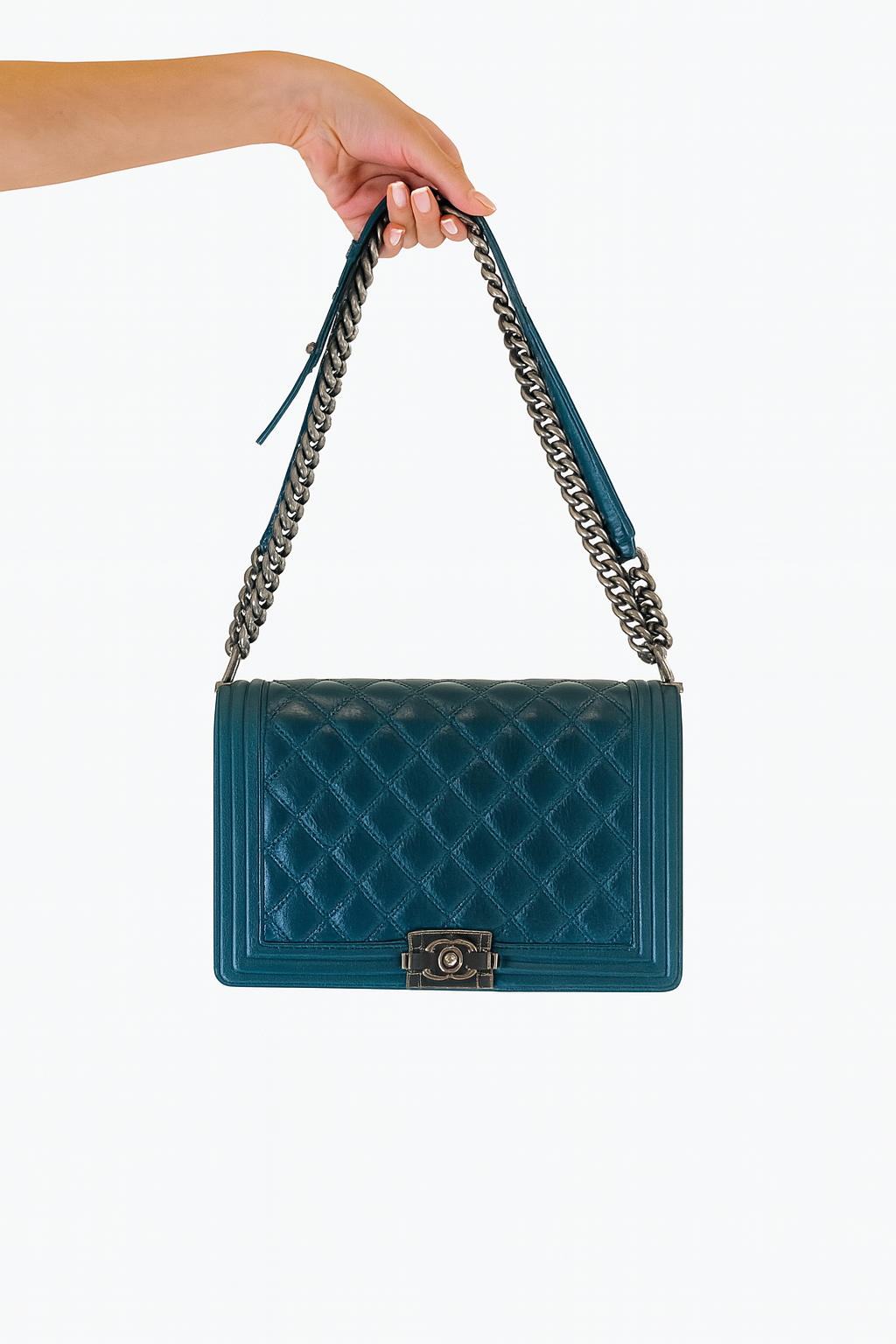 Chanel Medium Boy Bag –  Turquoise Quilted Leather