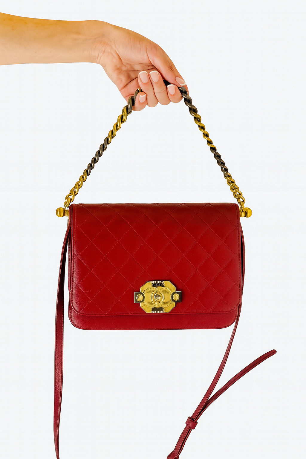 Chanel Red Lambskin Infinity Flap Bag