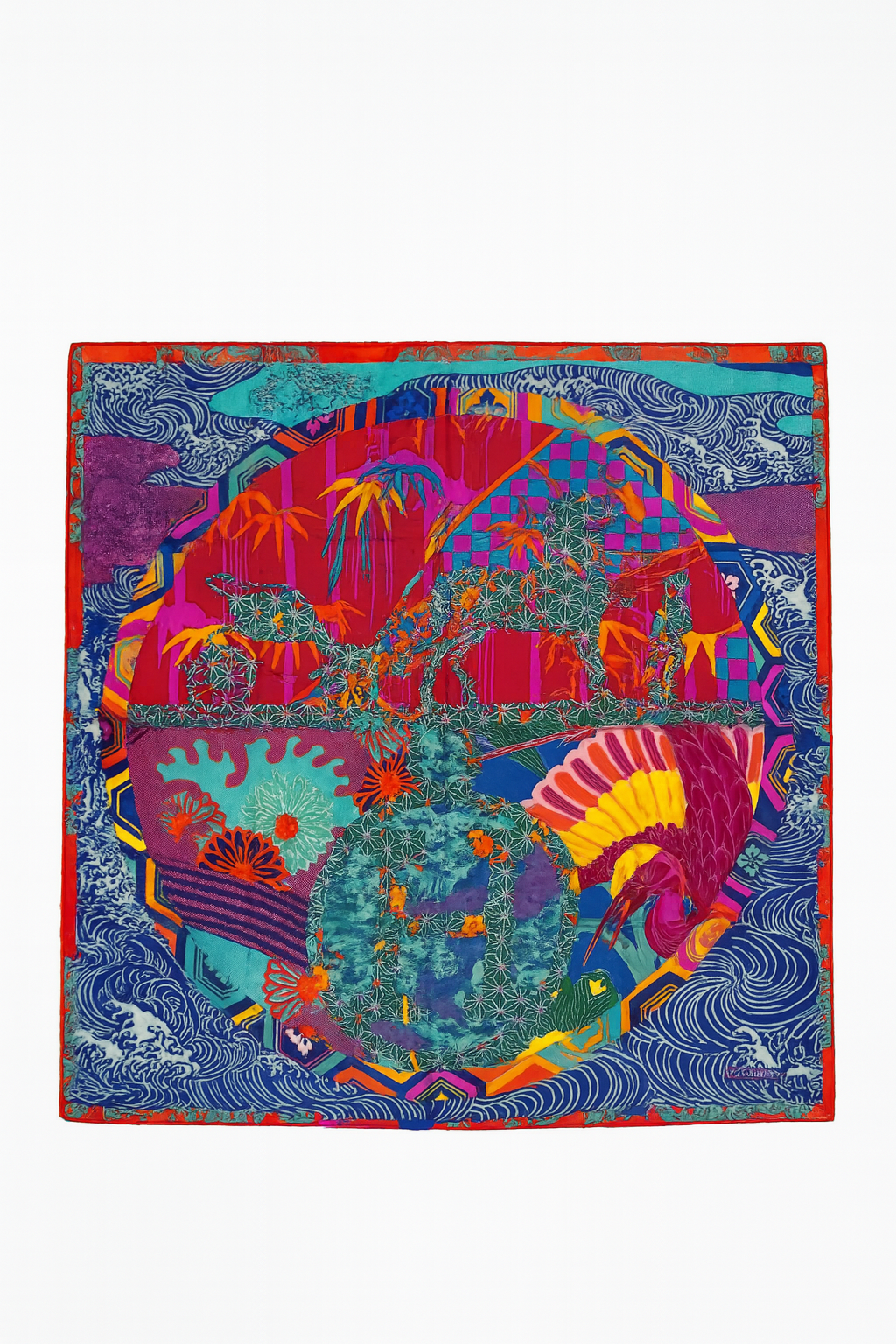 Hermès “Ex-Libris en Kimonos” Silk Scarf – Multicolor Carré 90