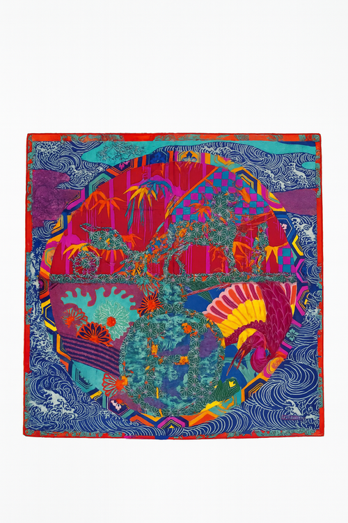 Hermès “Ex-Libris en Kimonos” Silk Scarf – Multicolor Carré 90