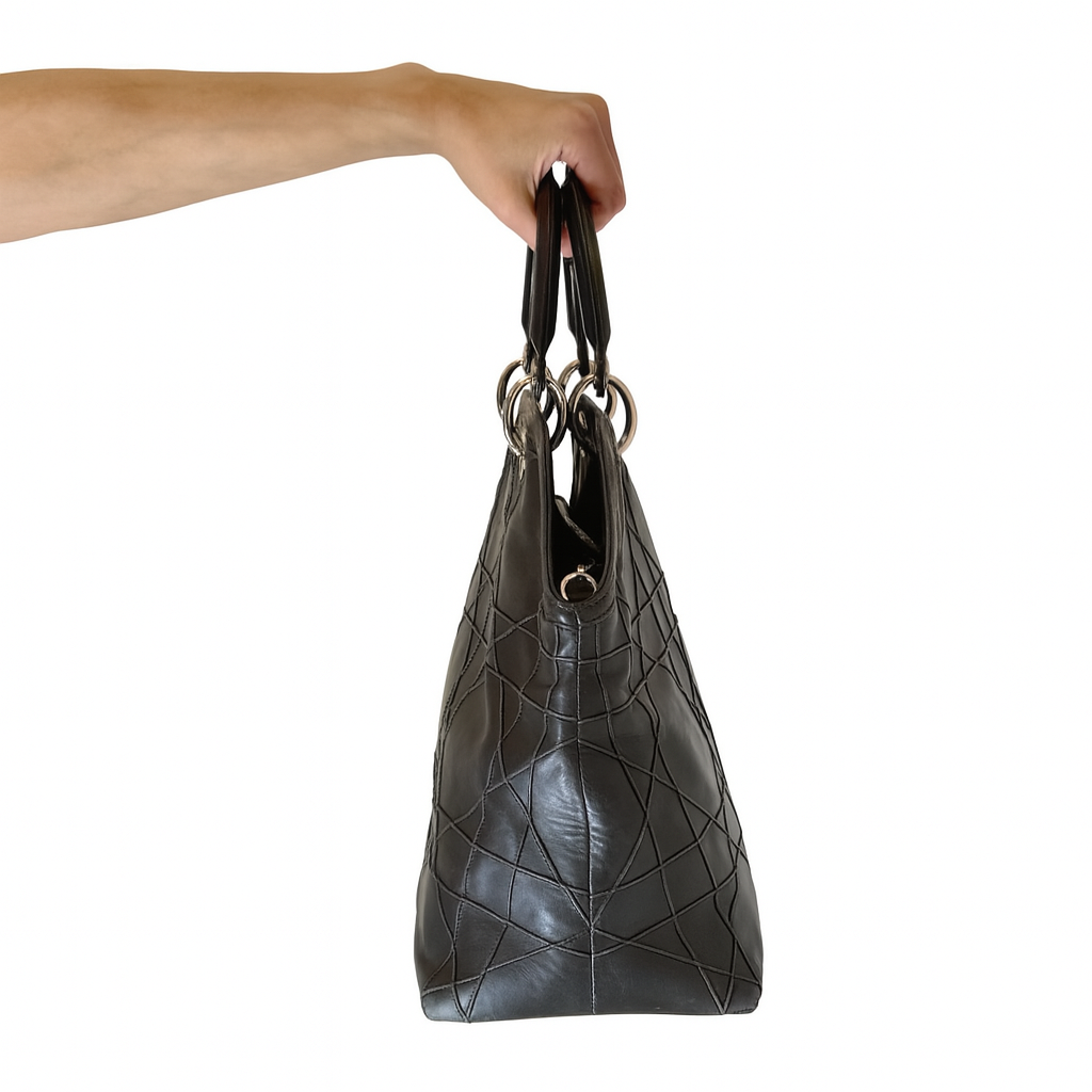Christian Dior Granville Grey Cannage Leather Tote