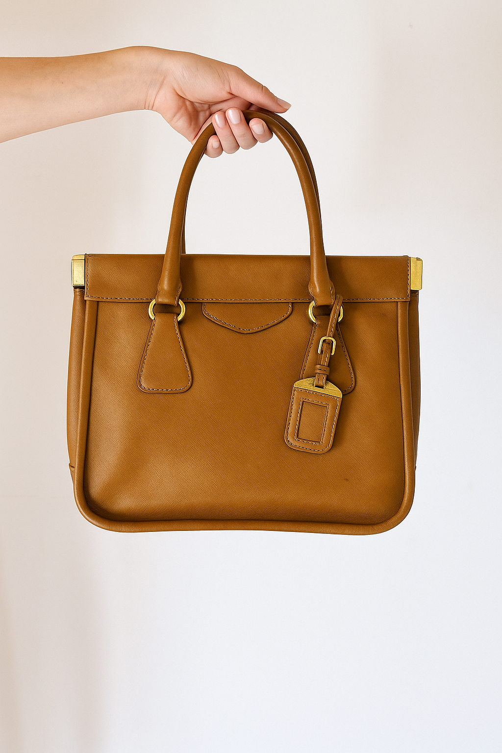 Prada Saffiano Caramel Lux Leather Bag