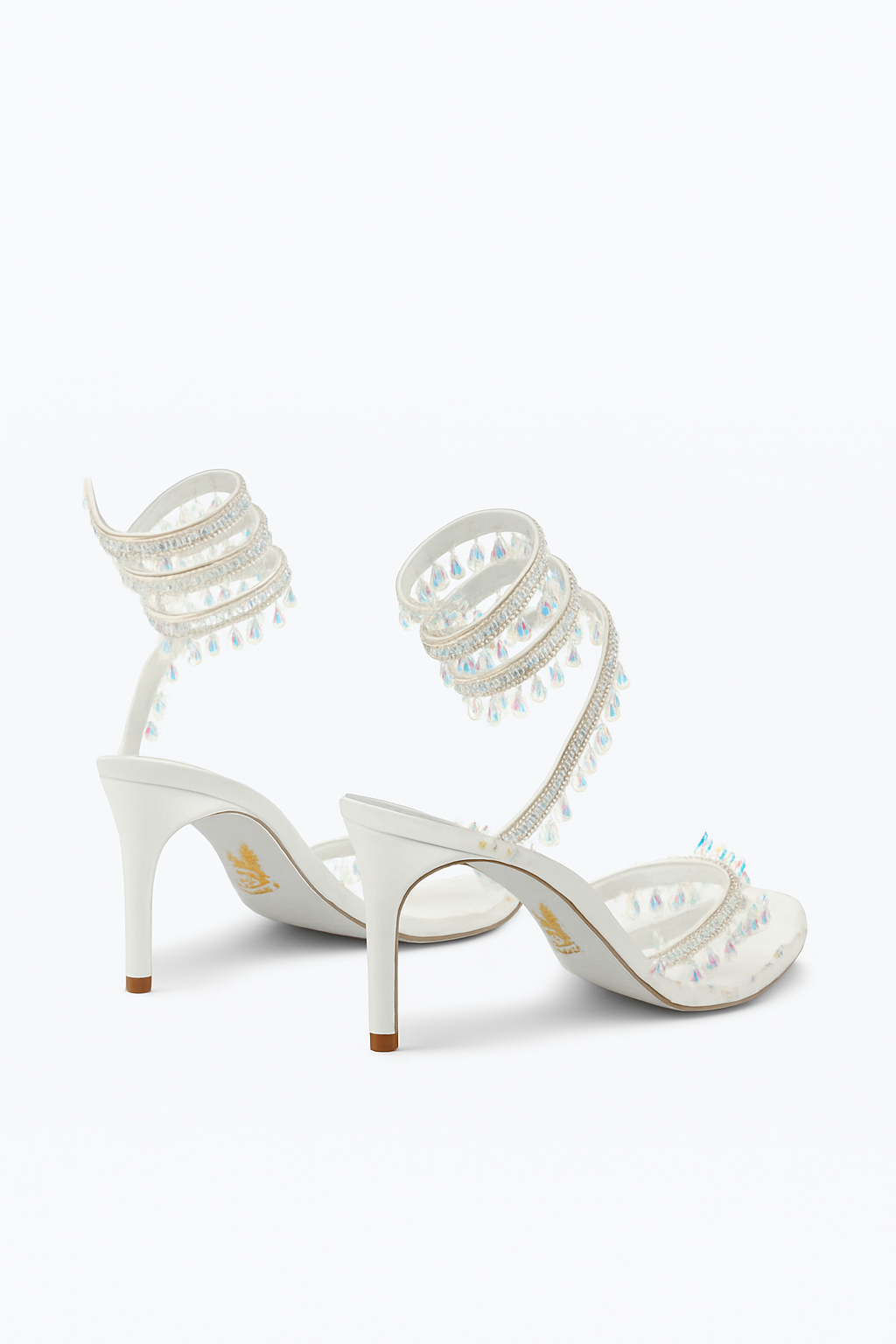 Rene Caovilla Chandelier Crystal satin Stiletto Sandals.