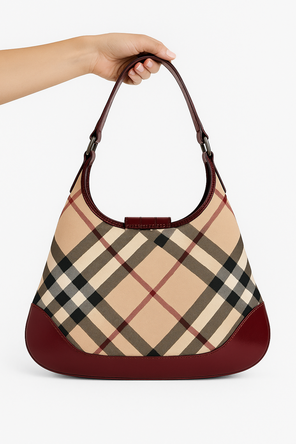 Burberry Burgundy Plaid Shoulder Bag