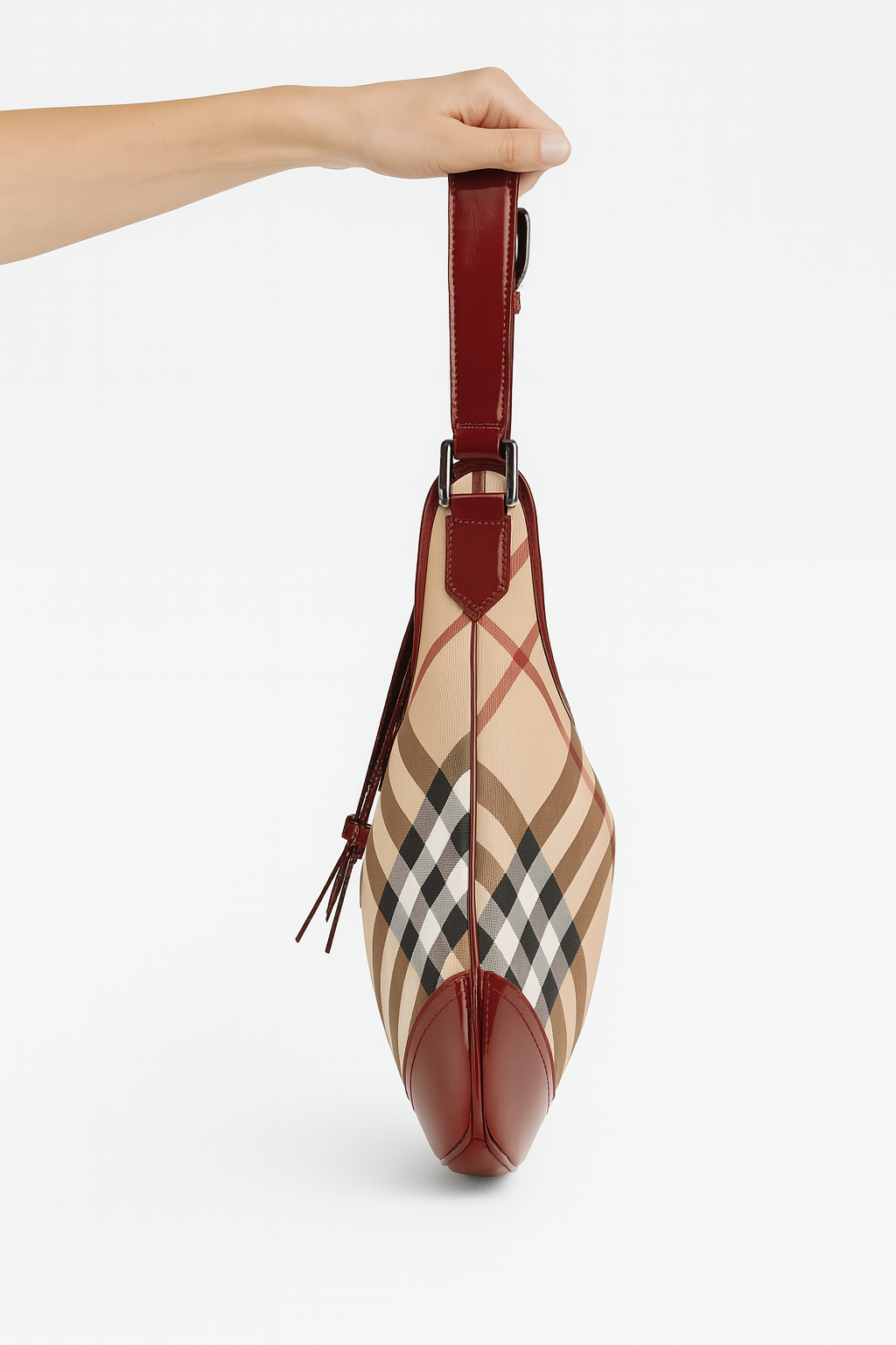 Burberry Burgundy Plaid Shoulder Bag