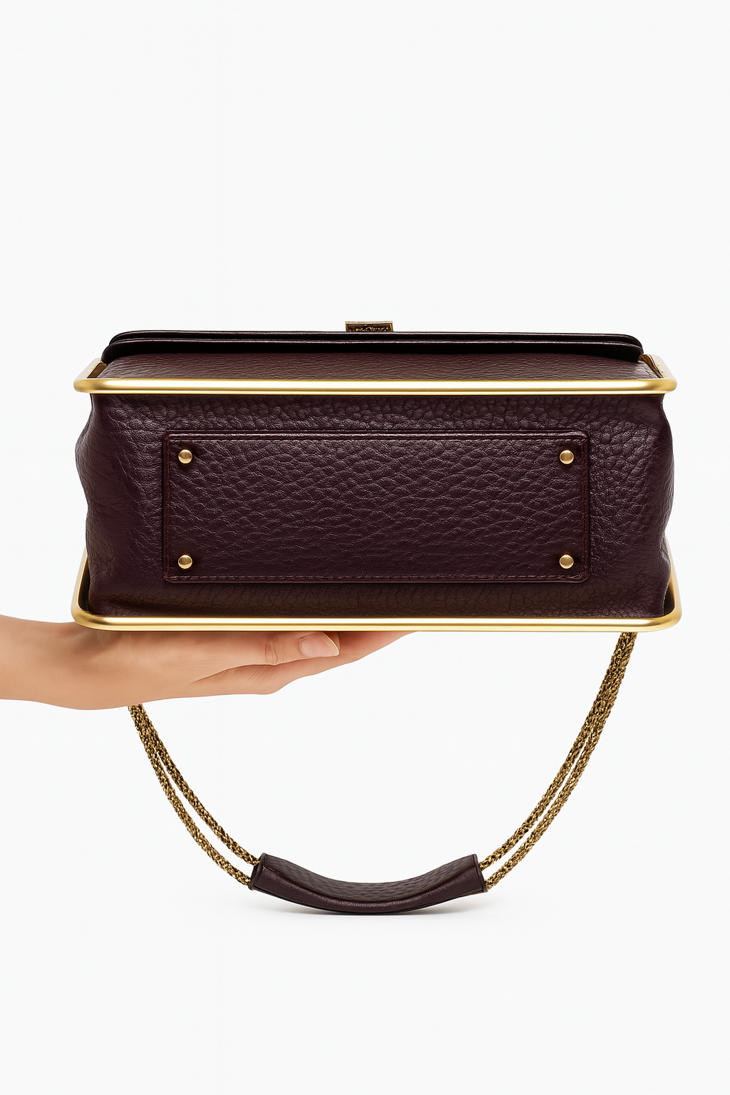 Chloé Burgundy Pebbled Leather Sally Flap Shoulder Bag