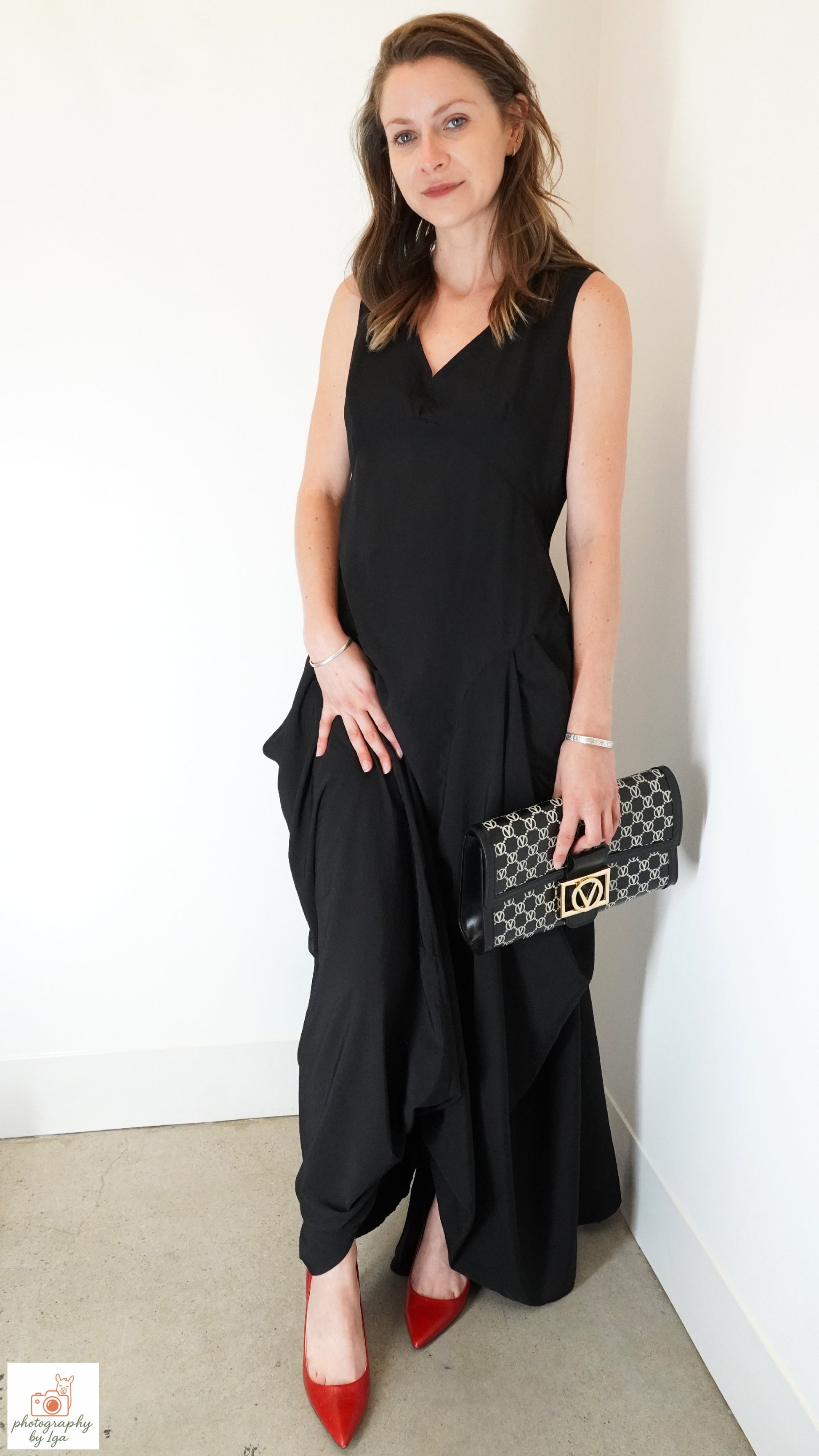 Body bag Black Draped Sleeveless Maxi Dress