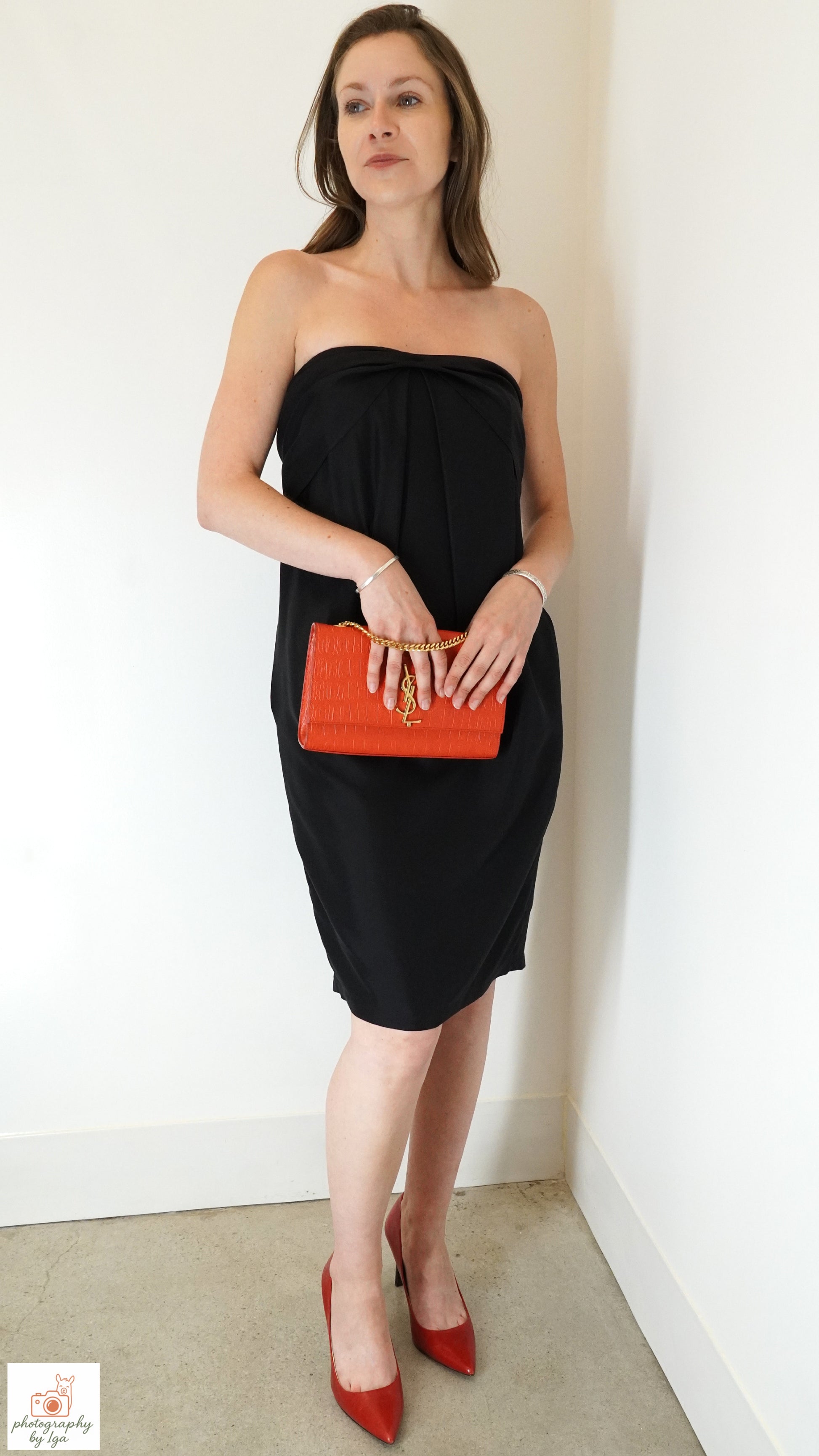 Max Mara Black Strapless Bandeau Dress