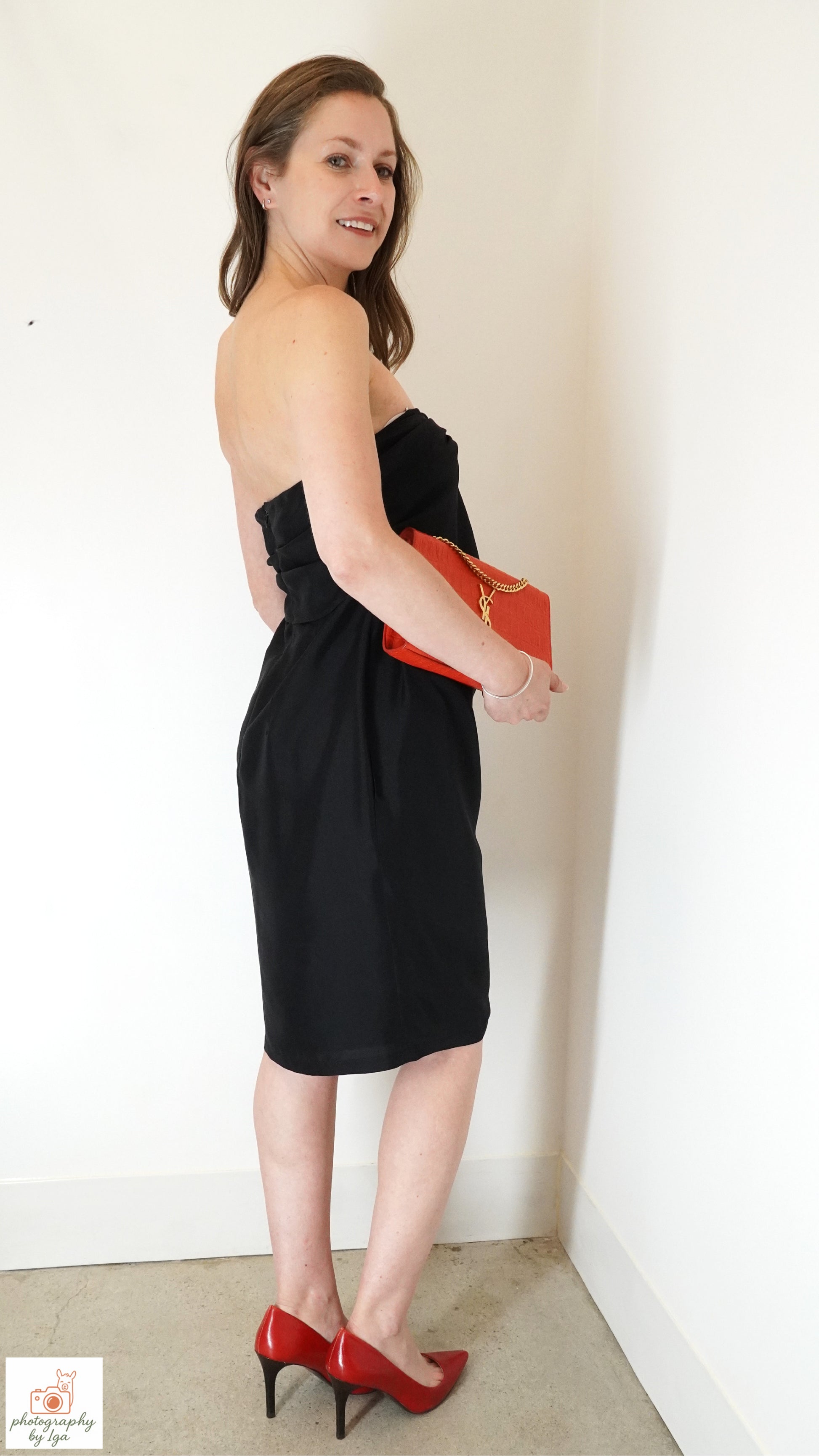 Max Mara Black Strapless Bandeau Dress