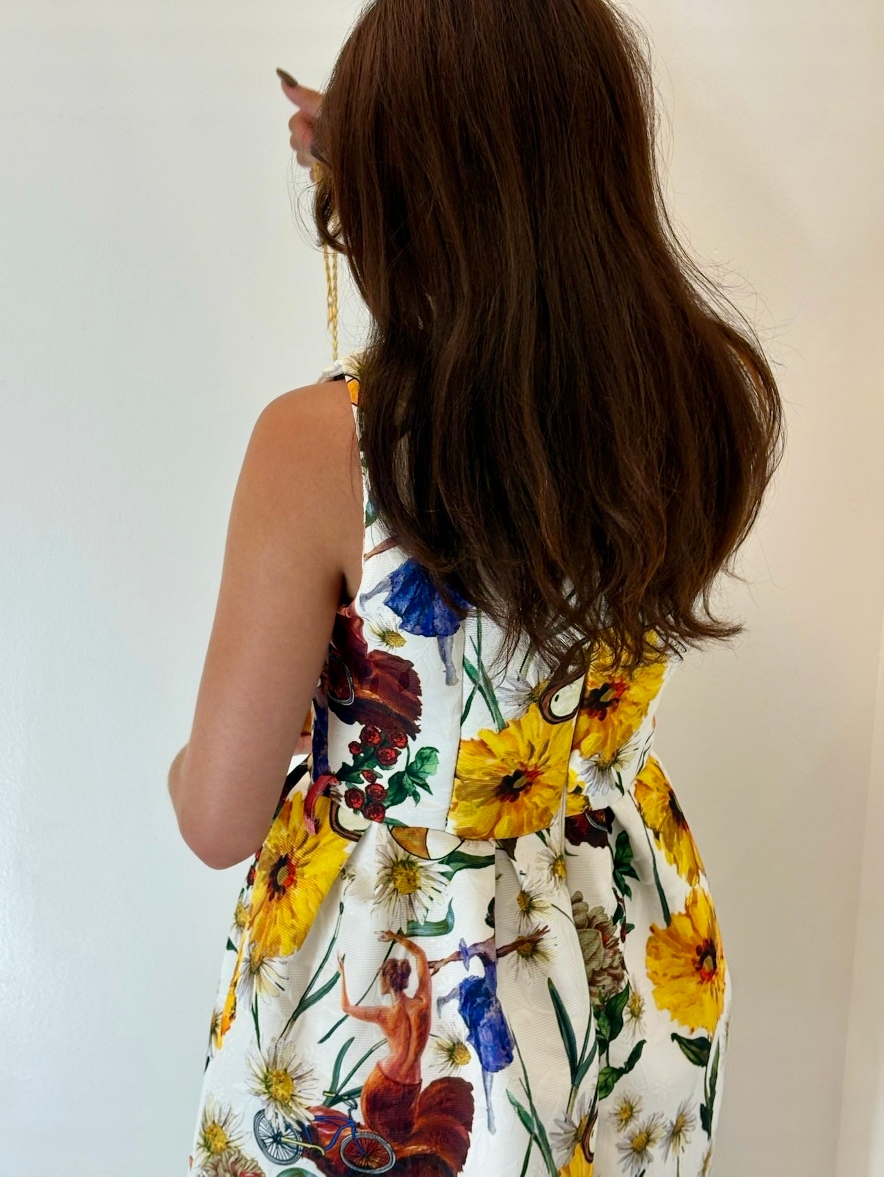 Italian Floral Jacquard Fit and Flare Mini Dress