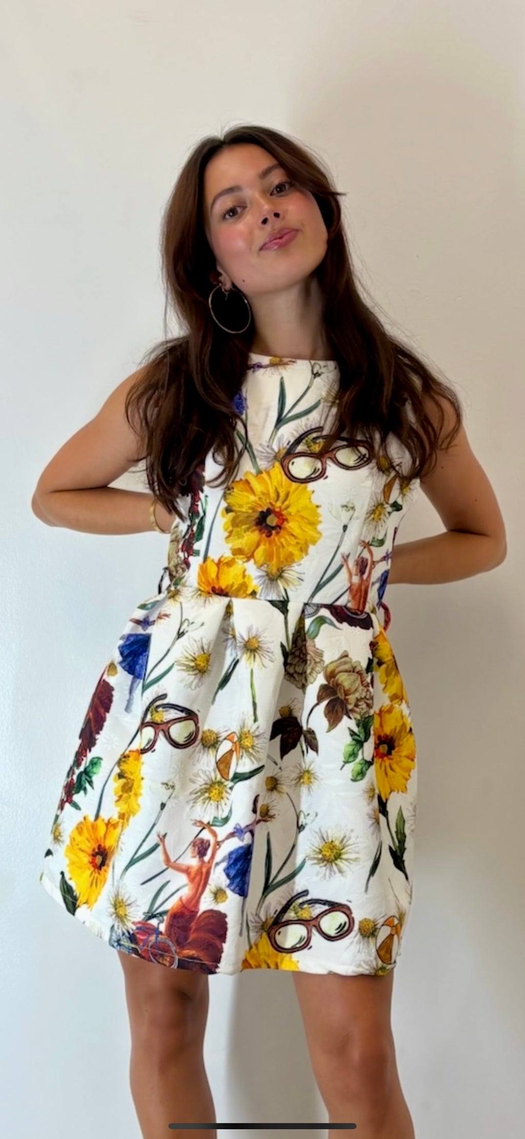 Italian Floral Jacquard Fit and Flare Mini Dress