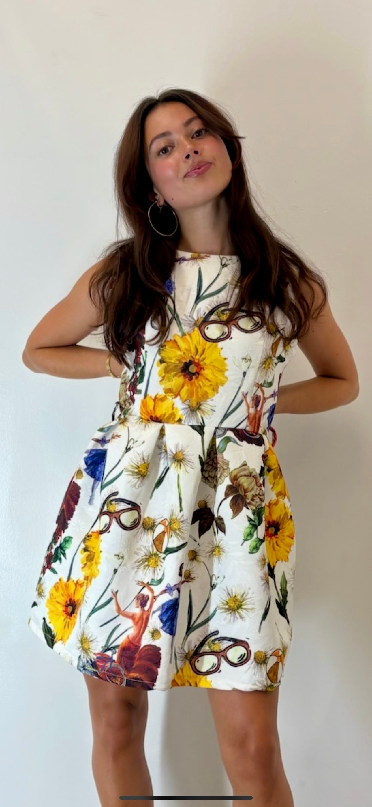 Italian Floral Jacquard Fit and Flare Mini Dress