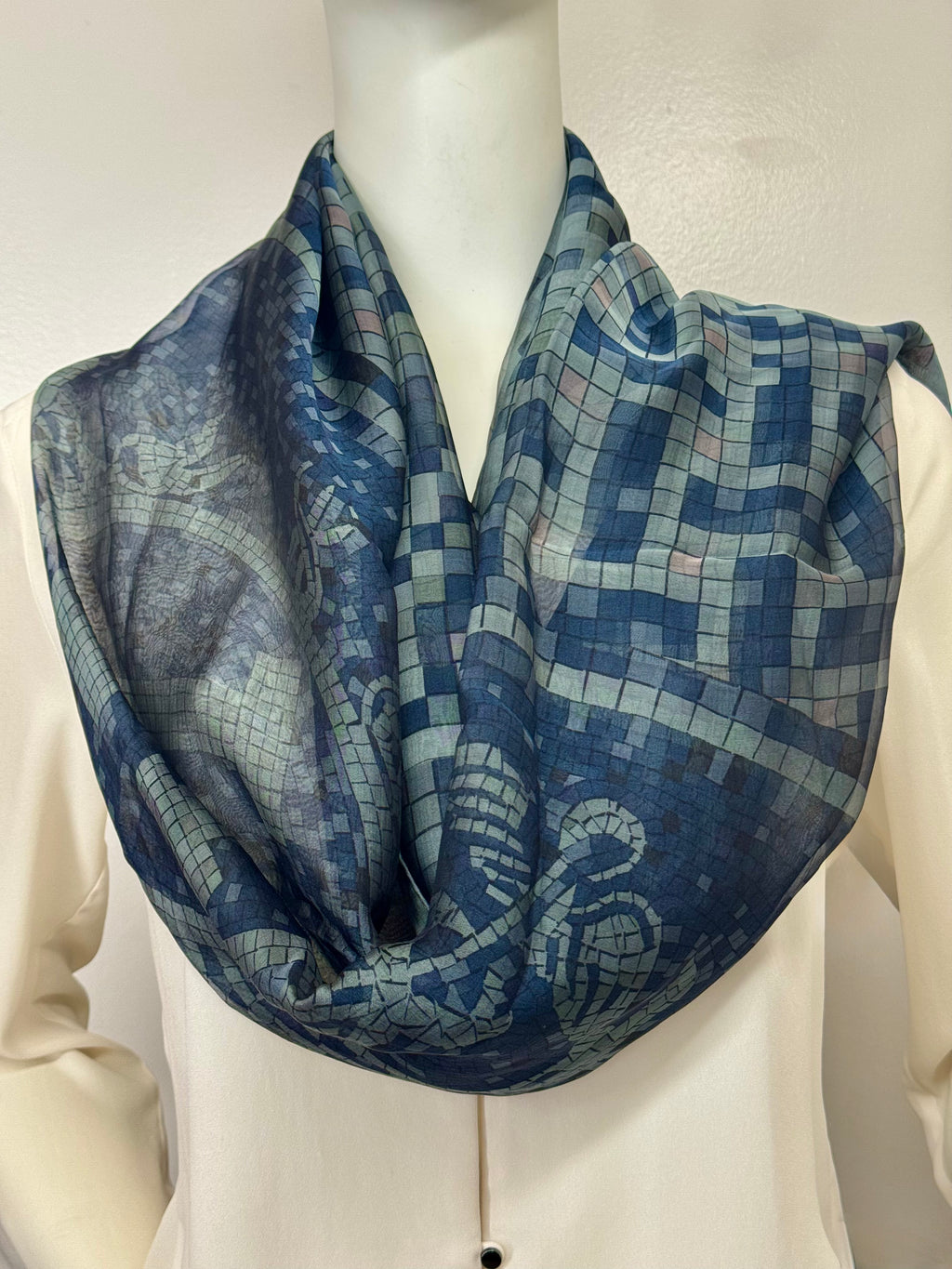 Hermès ‘Mosaique au 24’ Mosaic Scarf Blue & Slate Grey