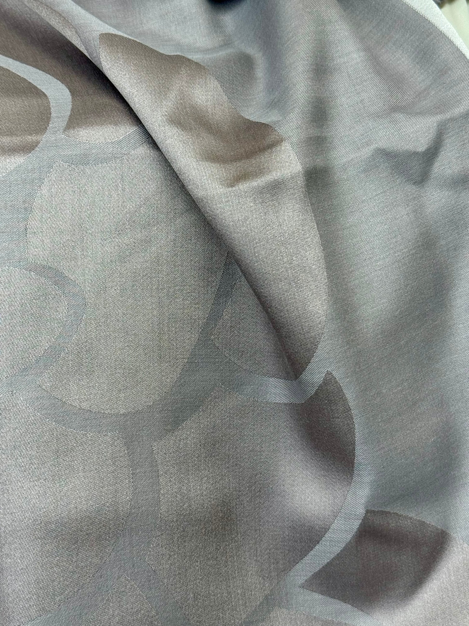 Chanel Grey Camellia Flower Silk Scarf