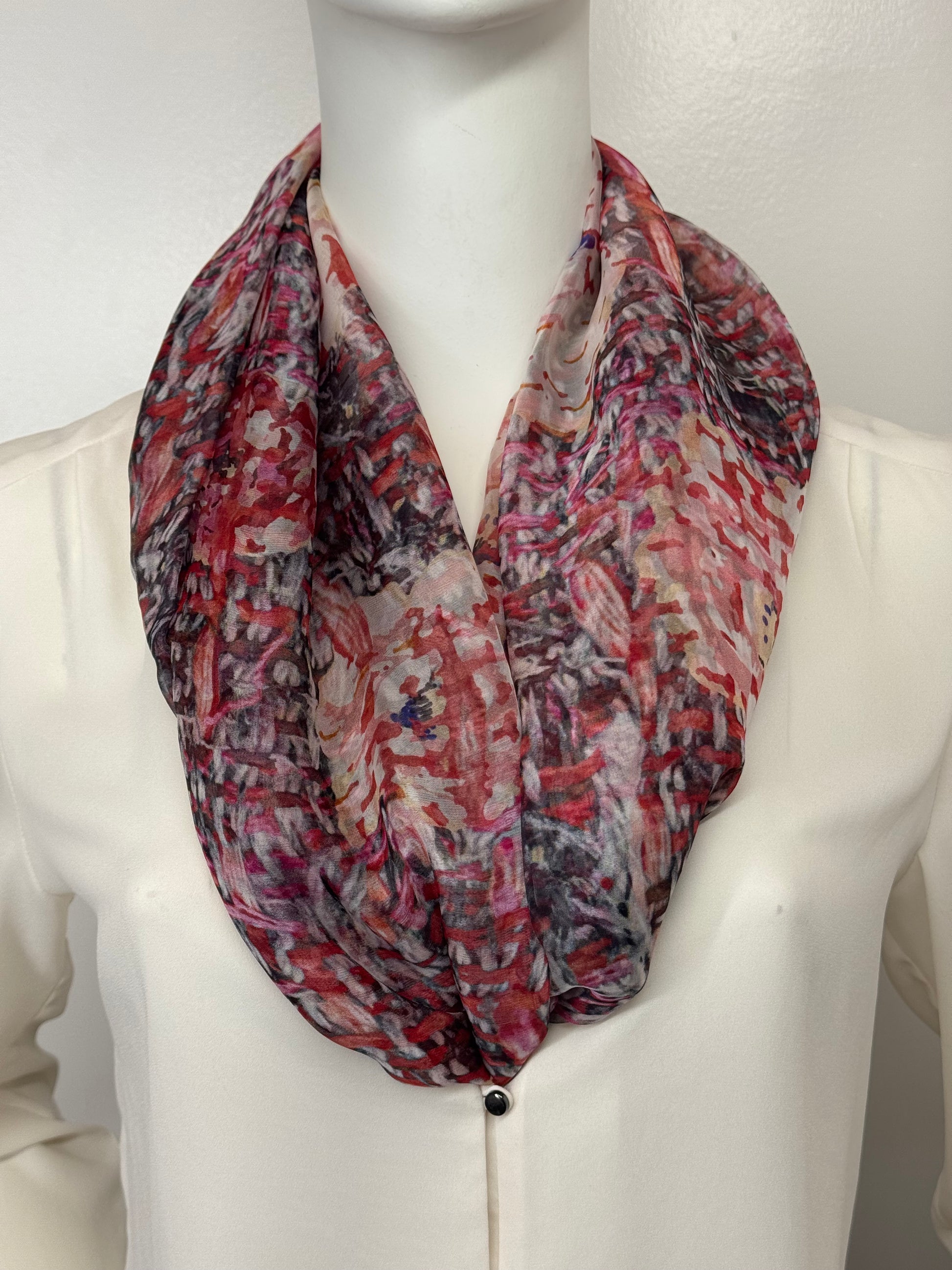 Chanel Silk Floral Tweed Scarf