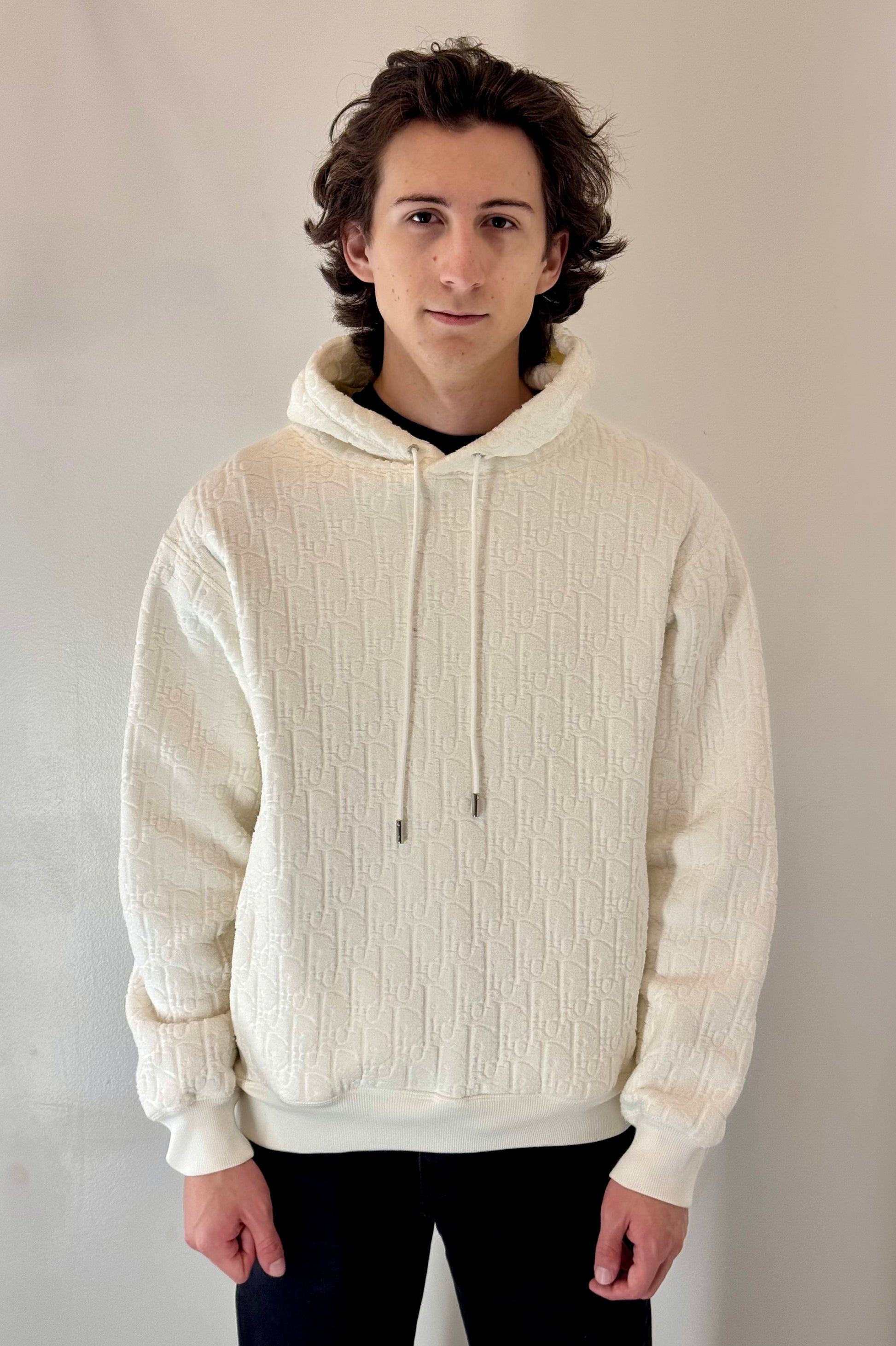 Dior “Ecru Oblique Plush” Hooded Sweatshirt