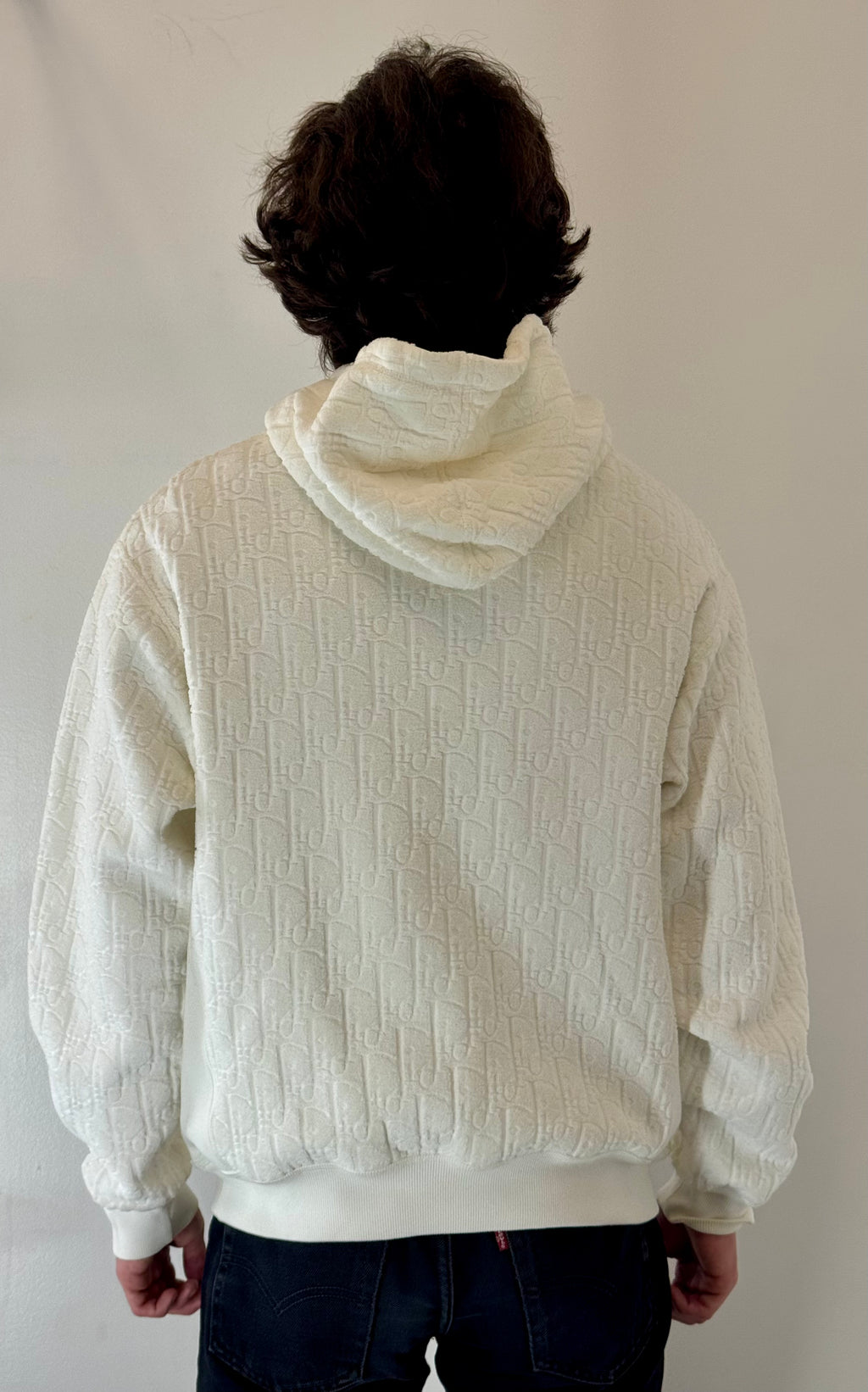 Dior “Ecru Oblique Plush” Hooded Sweatshirt