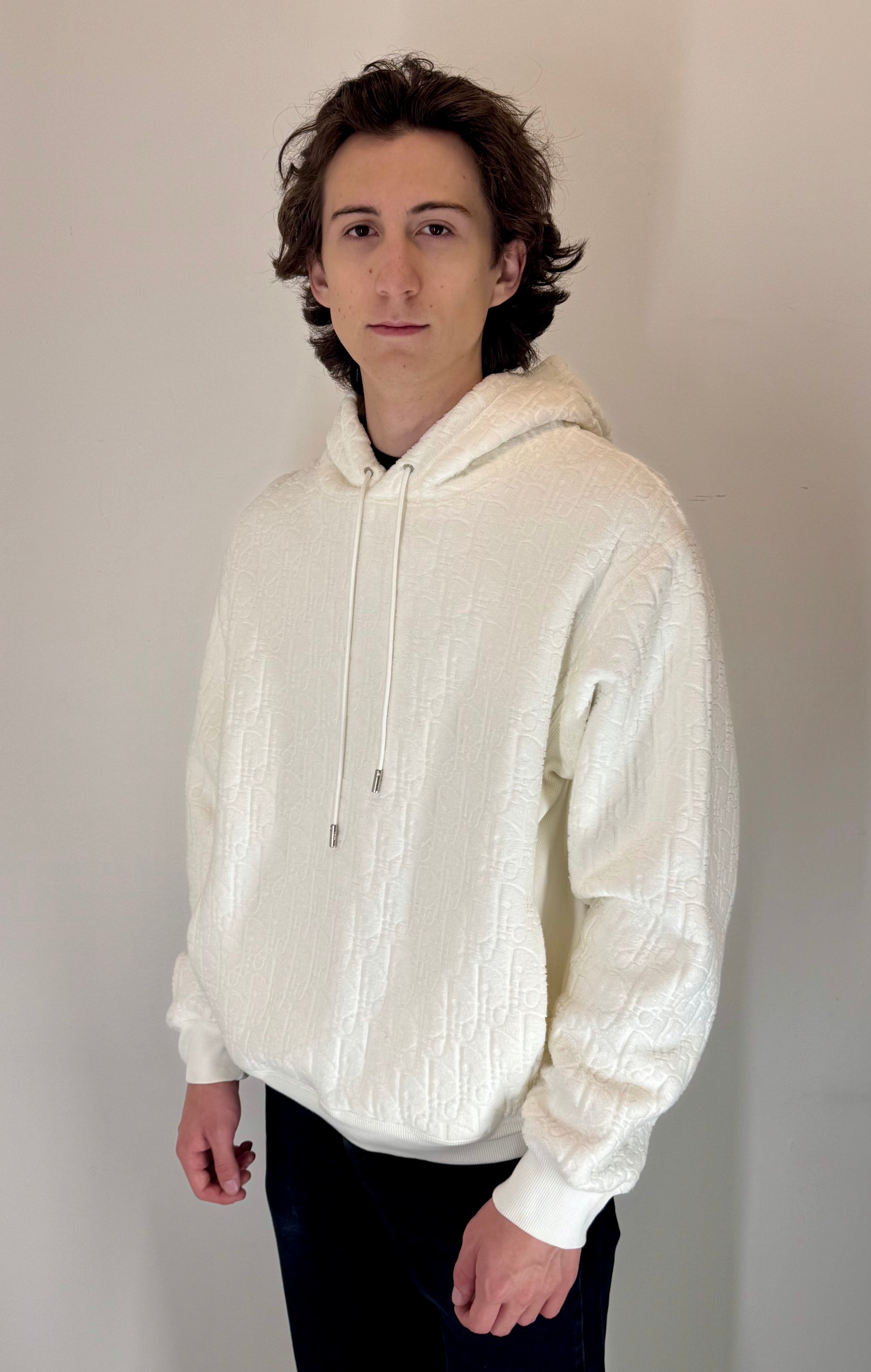 Dior “Ecru Oblique Plush” Hooded Sweatshirt