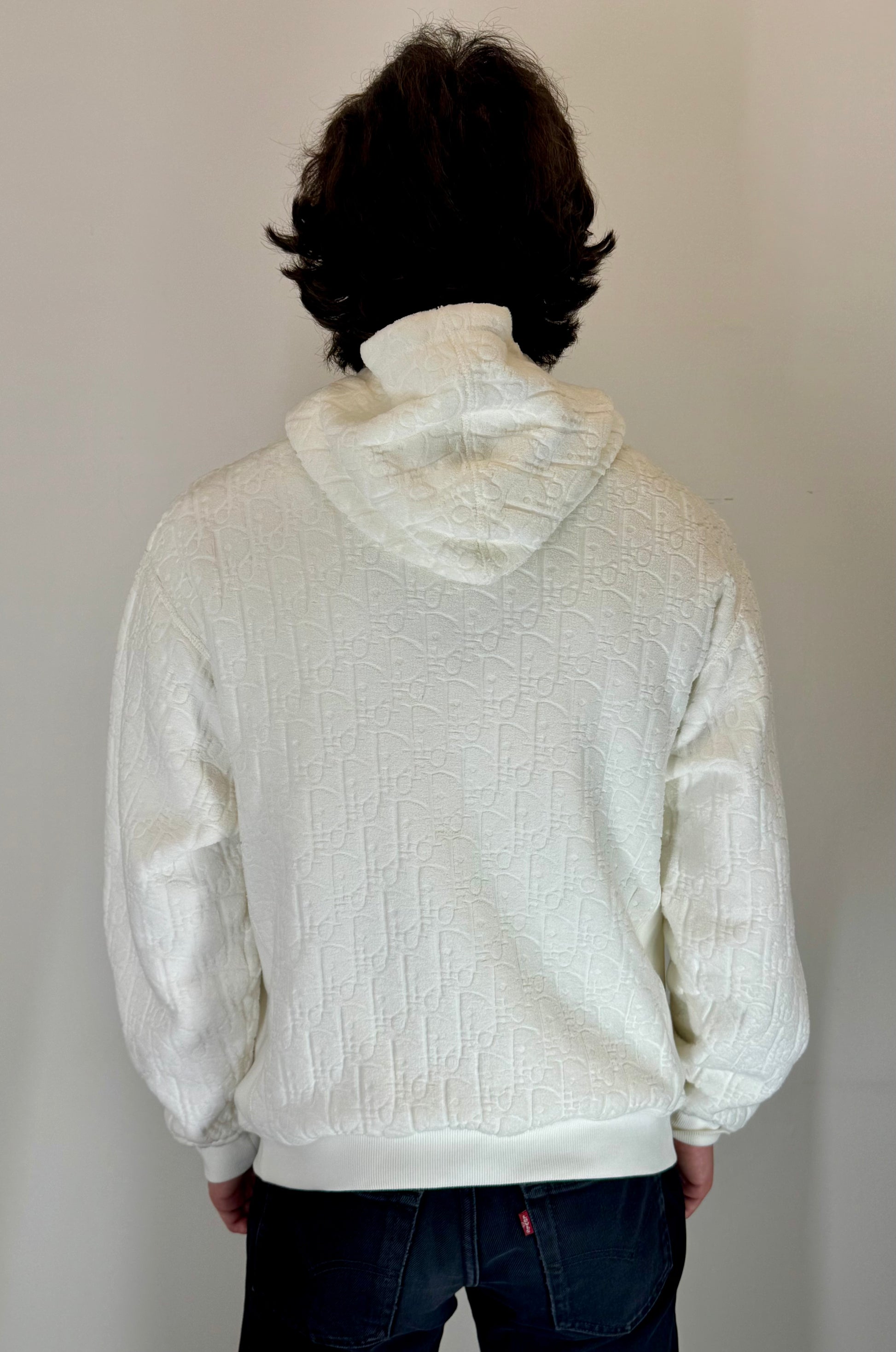 Dior “Ecru Oblique Plush” Hooded Sweatshirt
