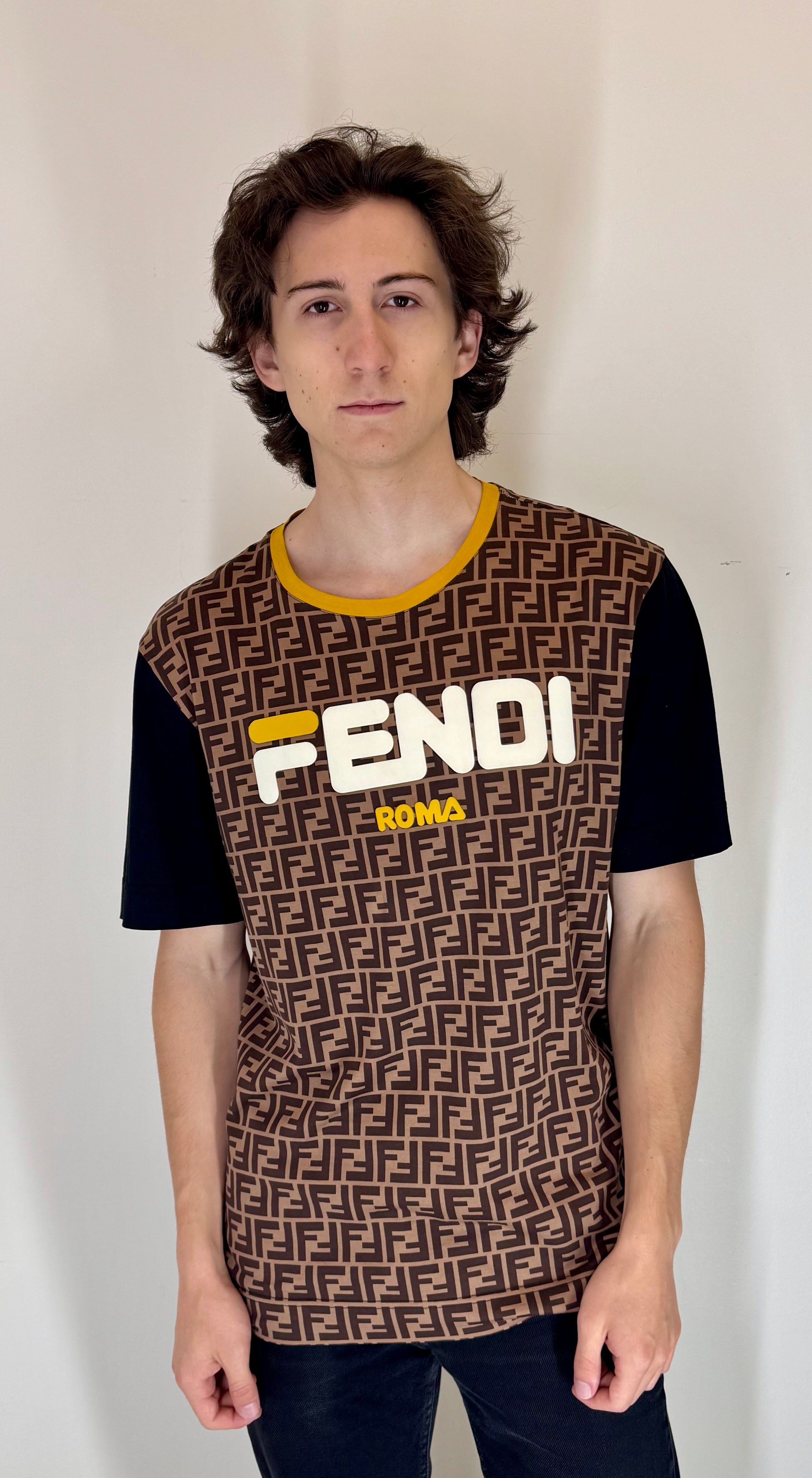 Fendi “Block FF” Contrast Panel Tee