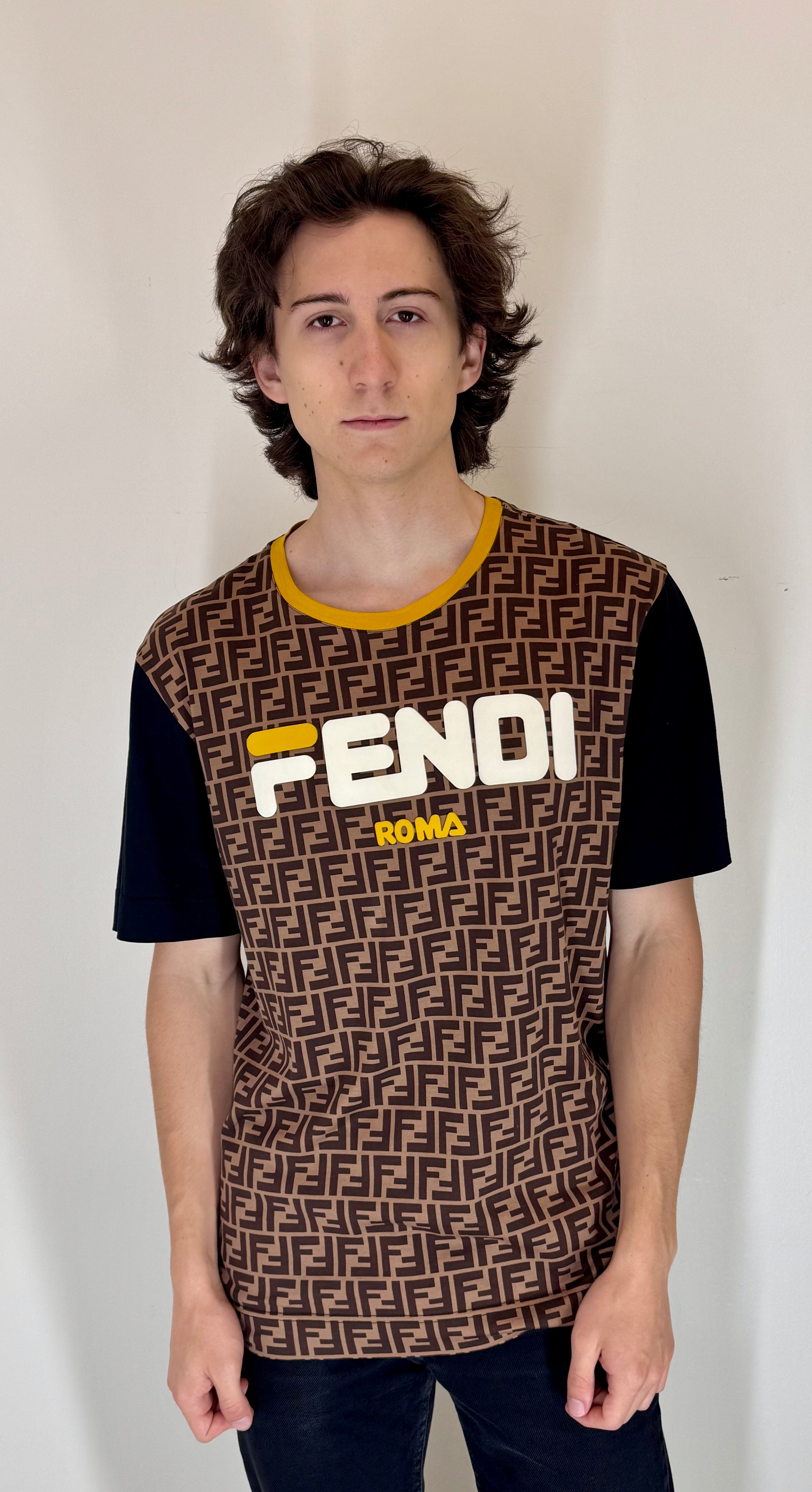 Fendi “Block FF” Contrast Panel Tee