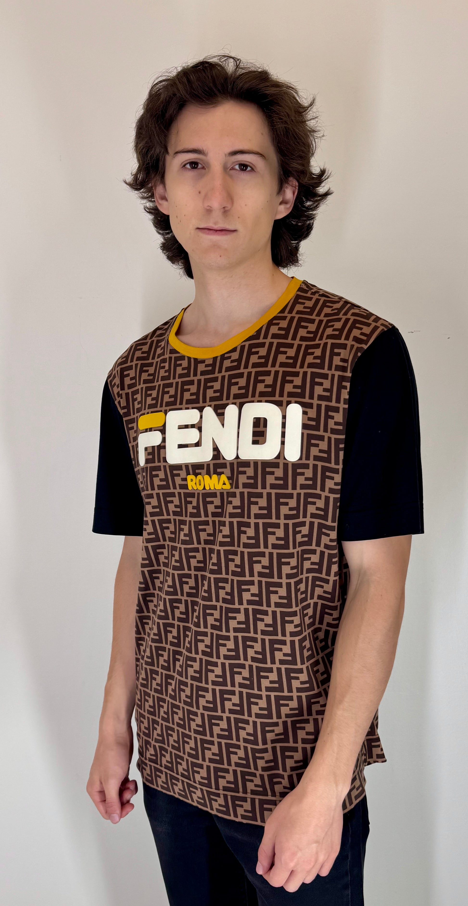 Fendi “Block FF” Contrast Panel Tee