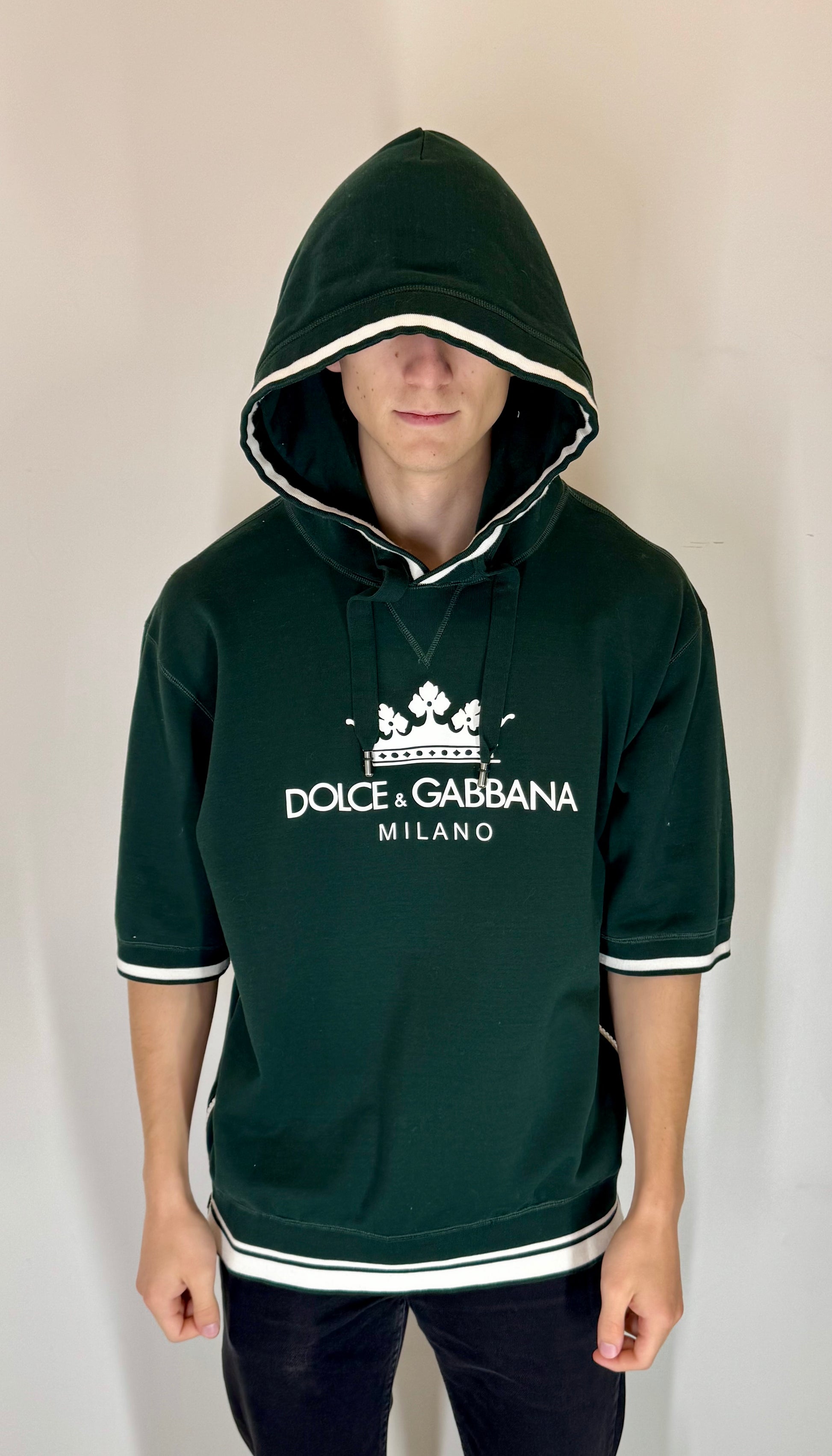Dolce & Gabbana “Milano Crown” Short-Sleeve Hoodie