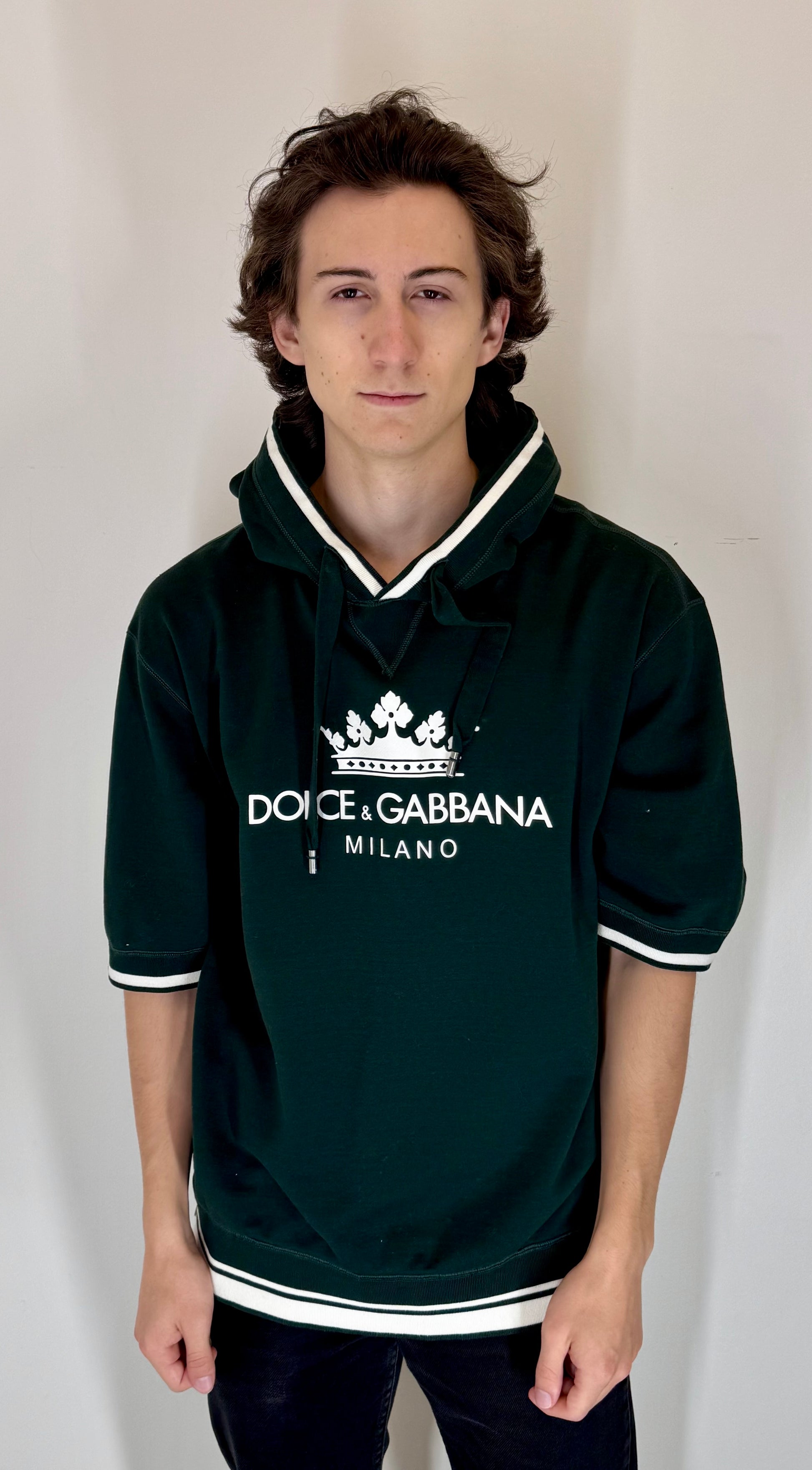 Dolce & Gabbana “Milano Crown” Short-Sleeve Hoodie