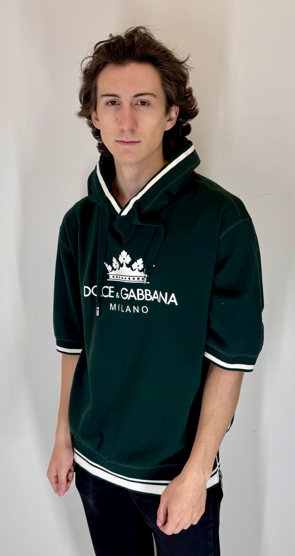 Dolce & Gabbana “Milano Crown” Short-Sleeve Hoodie