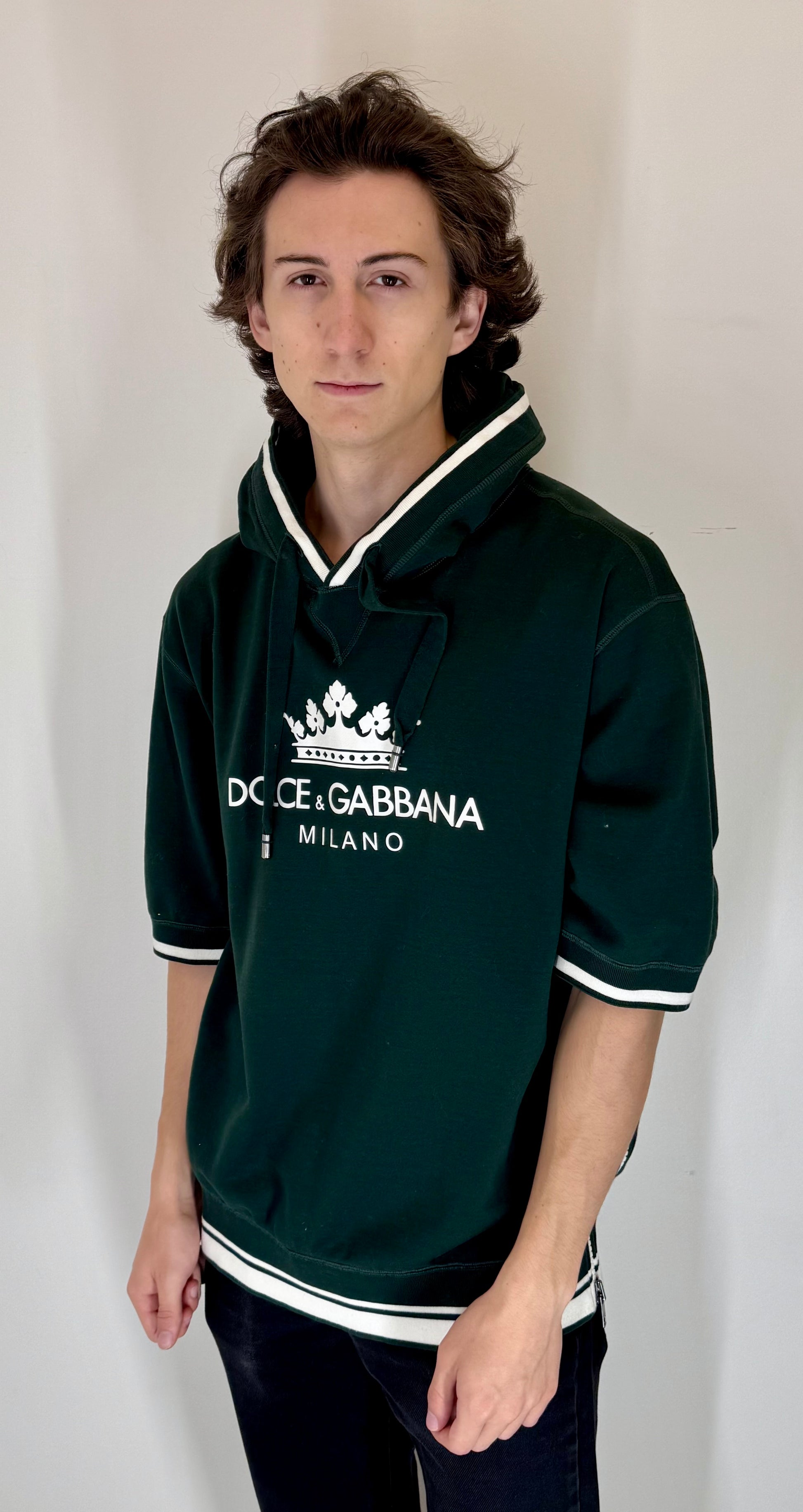 Dolce & Gabbana “Milano Crown” Short-Sleeve Hoodie