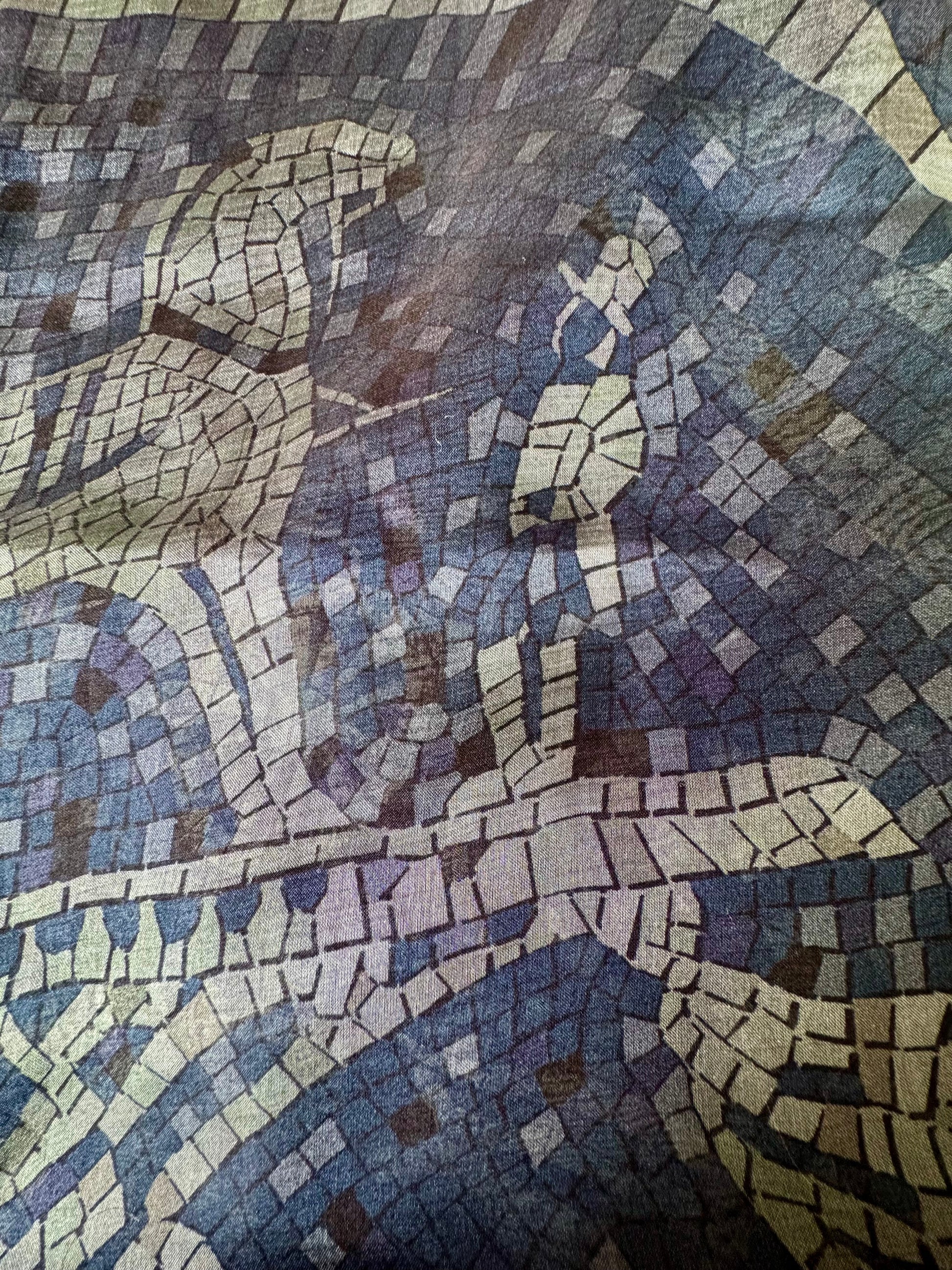 Hermès ‘Mosaique au 24’ Mosaic Scarf Blue & Slate Grey