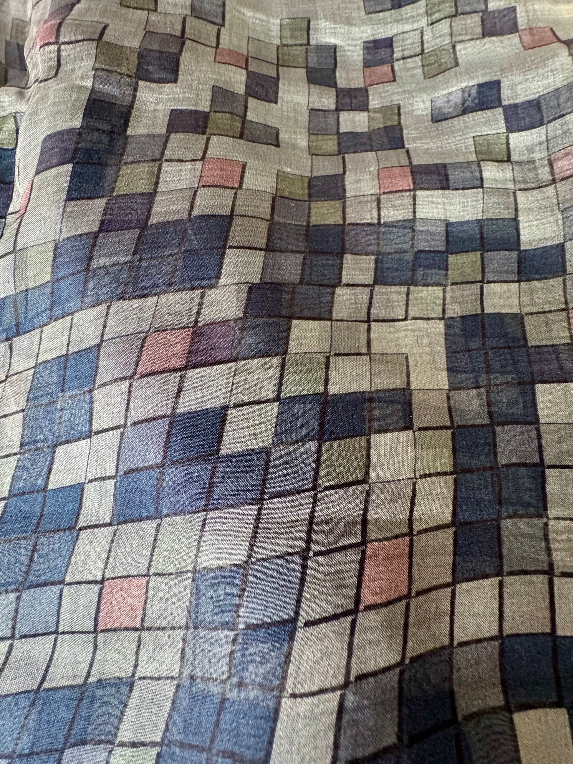 Hermès ‘Mosaique au 24’ Mosaic Scarf Blue & Slate Grey