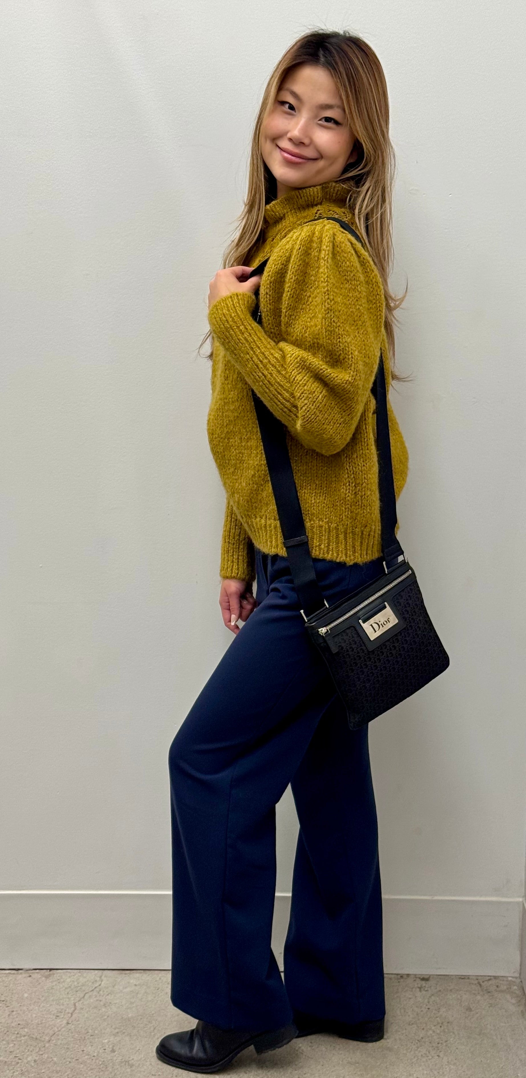 Dior Black Logo Jacquard Trotter Crossbody Bag