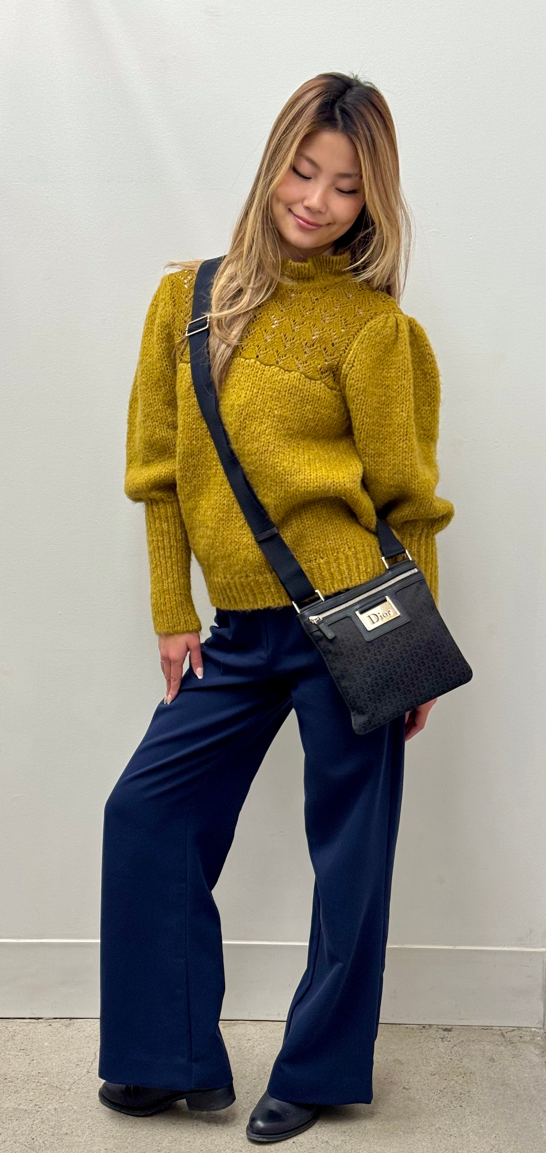 Dior Black Logo Jacquard Trotter Crossbody Bag