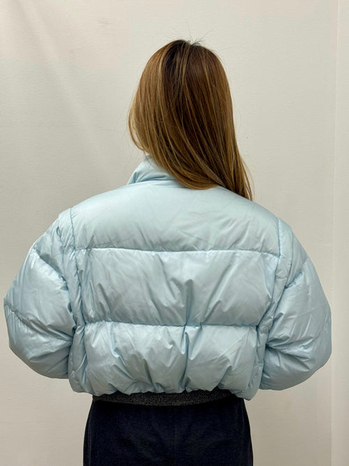 Astral Blue Prada Convertible Cropped Down Jacket